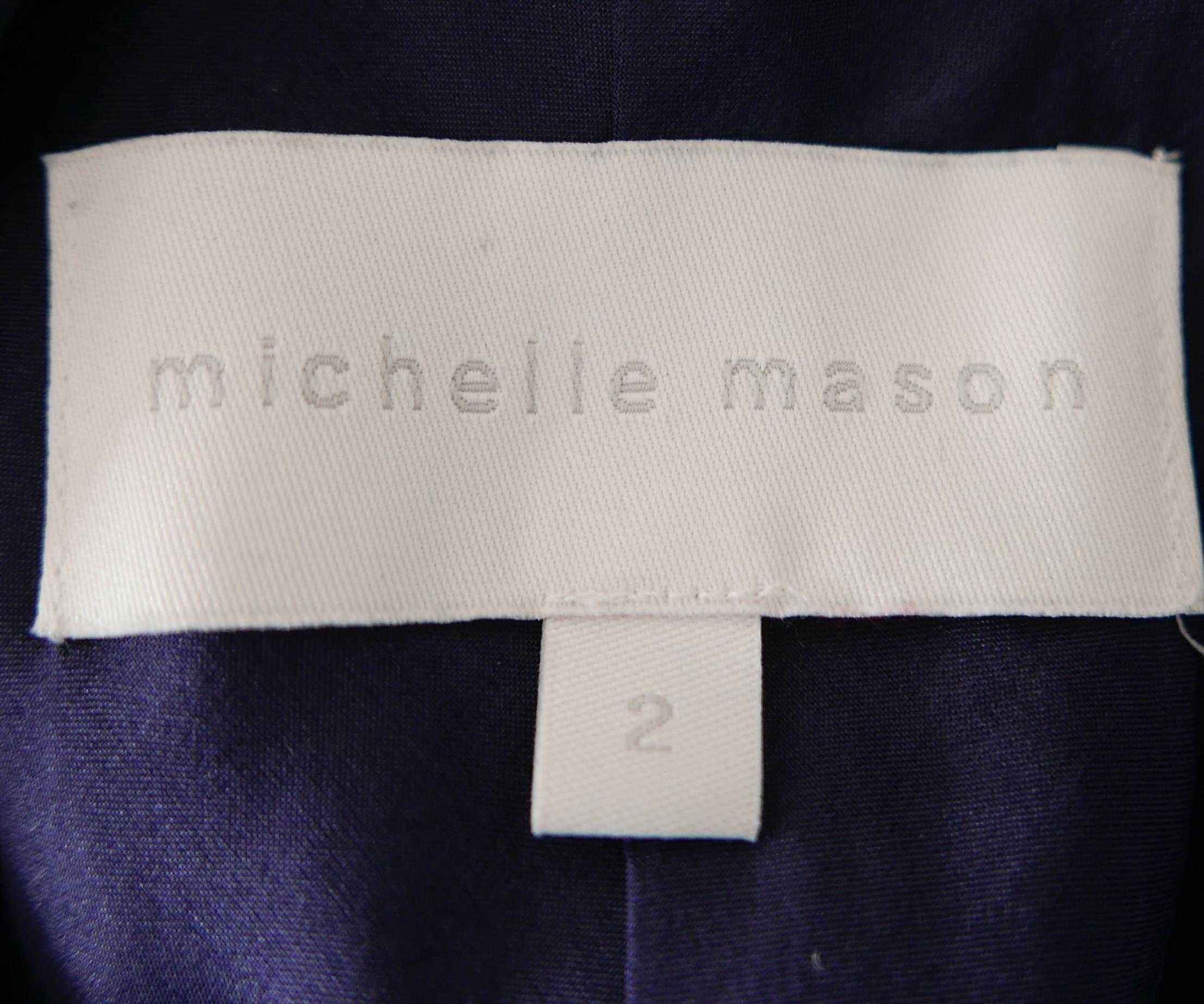 Michelle Mason navy silk shadow stripe dress For Sale 2