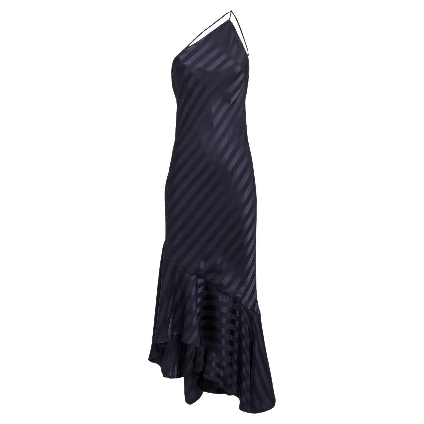 Michelle Mason navy silk shadow stripe dress For Sale