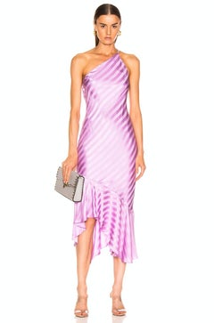 Michelle Mason One Shoulder Ruffle Hem Dress