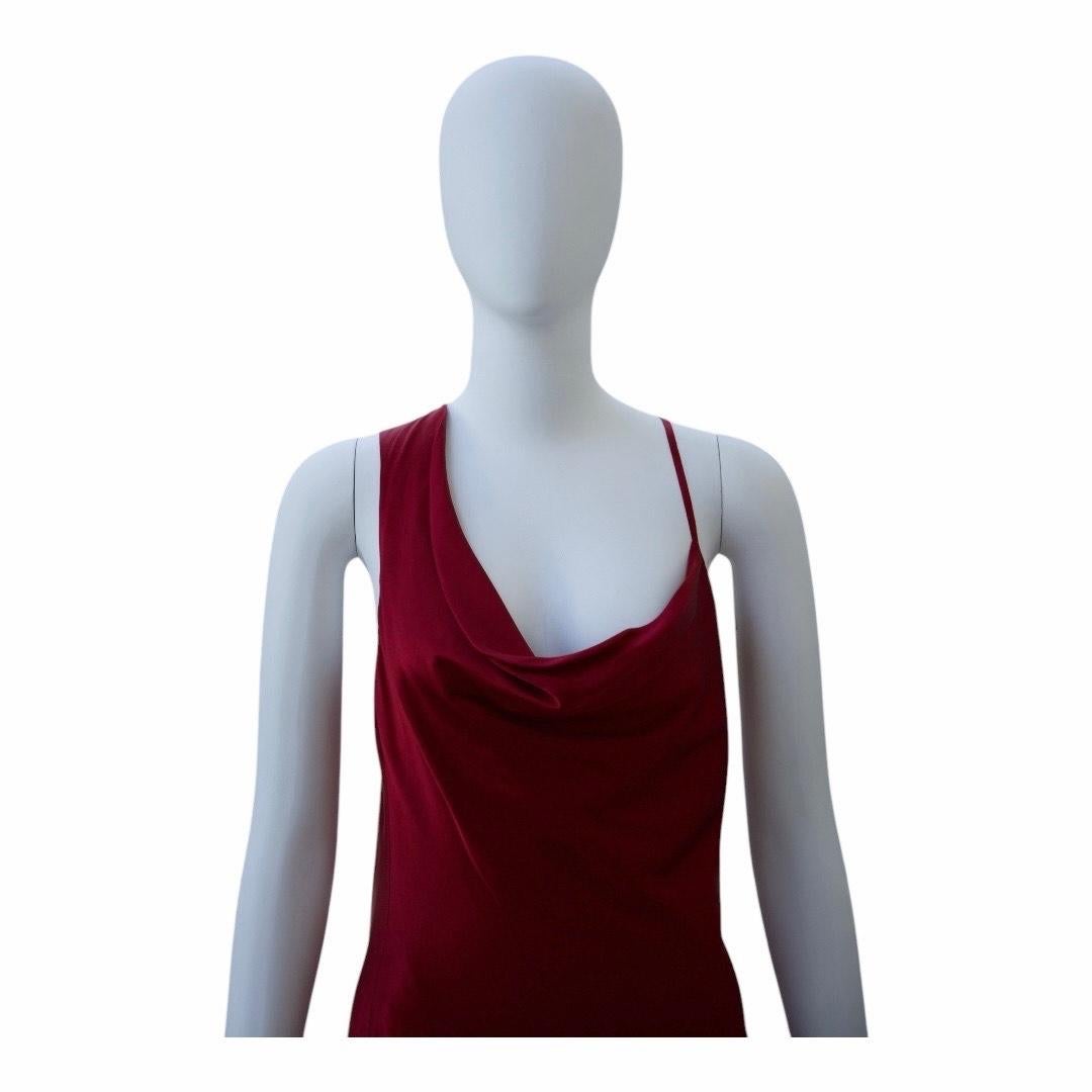 Michelle Mason Red Silk Asymmetric Slip Dress In Excellent Condition For Sale In Dallas, TX