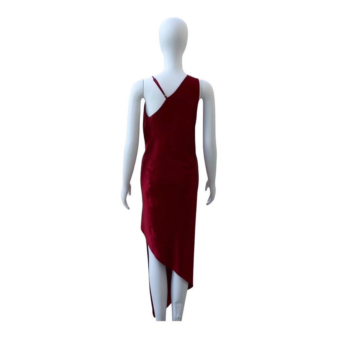 Women's or Men's Michelle Mason Red Silk Asymmetric Slip Dress For Sale