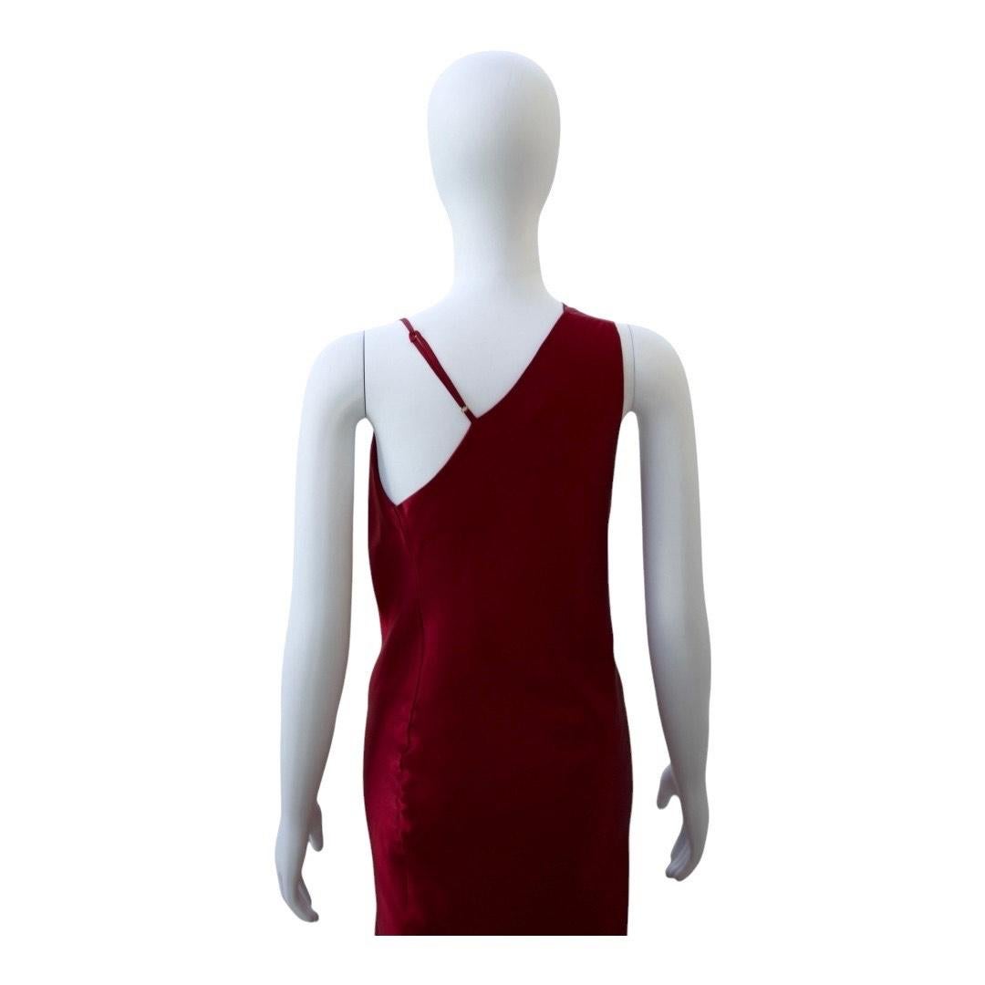 Michelle Mason Red Silk Asymmetric Slip Dress For Sale 1