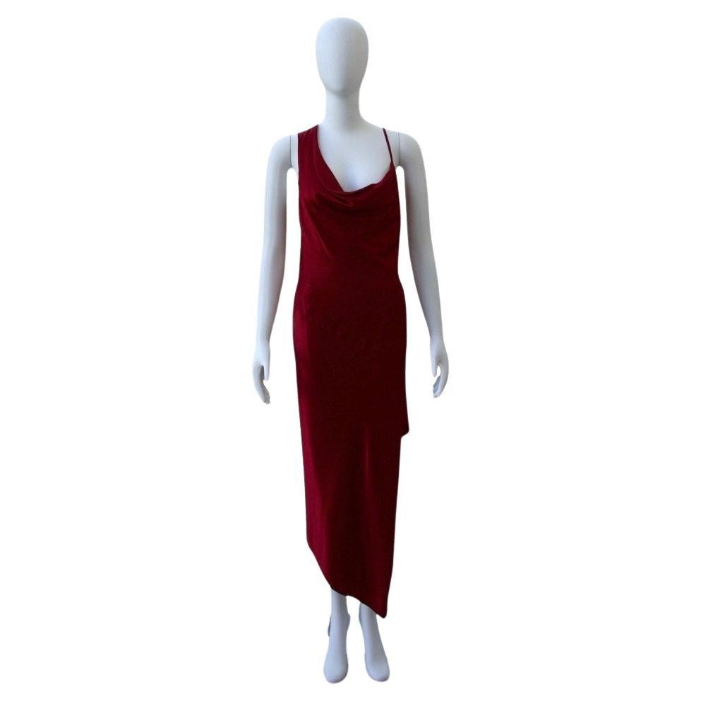 Michelle Mason Red Silk Asymmetric Slip Dress For Sale