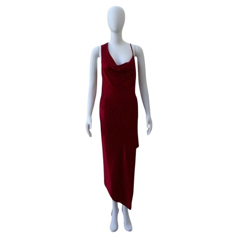 Michelle Mason Red Silk Asymmetric Slip Dress For Sale at 1stDibs