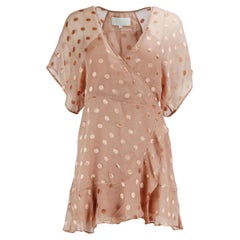 Michelle Mason Ruffled Polka Dot Silk Blend Mini Wrap Dress Us 4 Uk 8