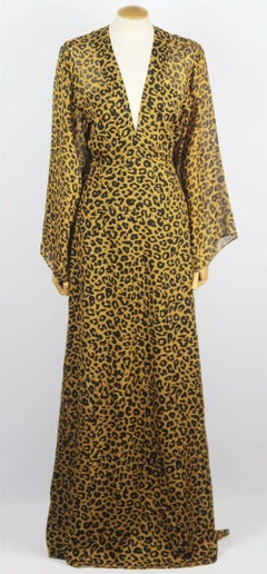 Michelle Mason Wrap Effect Leopard Print Silk Chiffon Maxi Dress