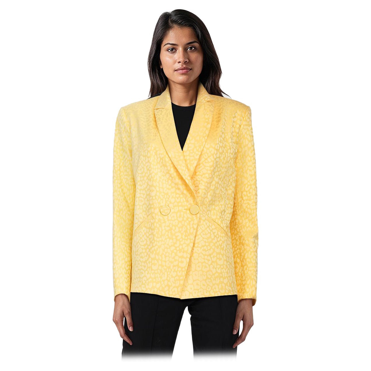 Michelle Mason Blazer jaune imprimé léopard Taille XS en vente