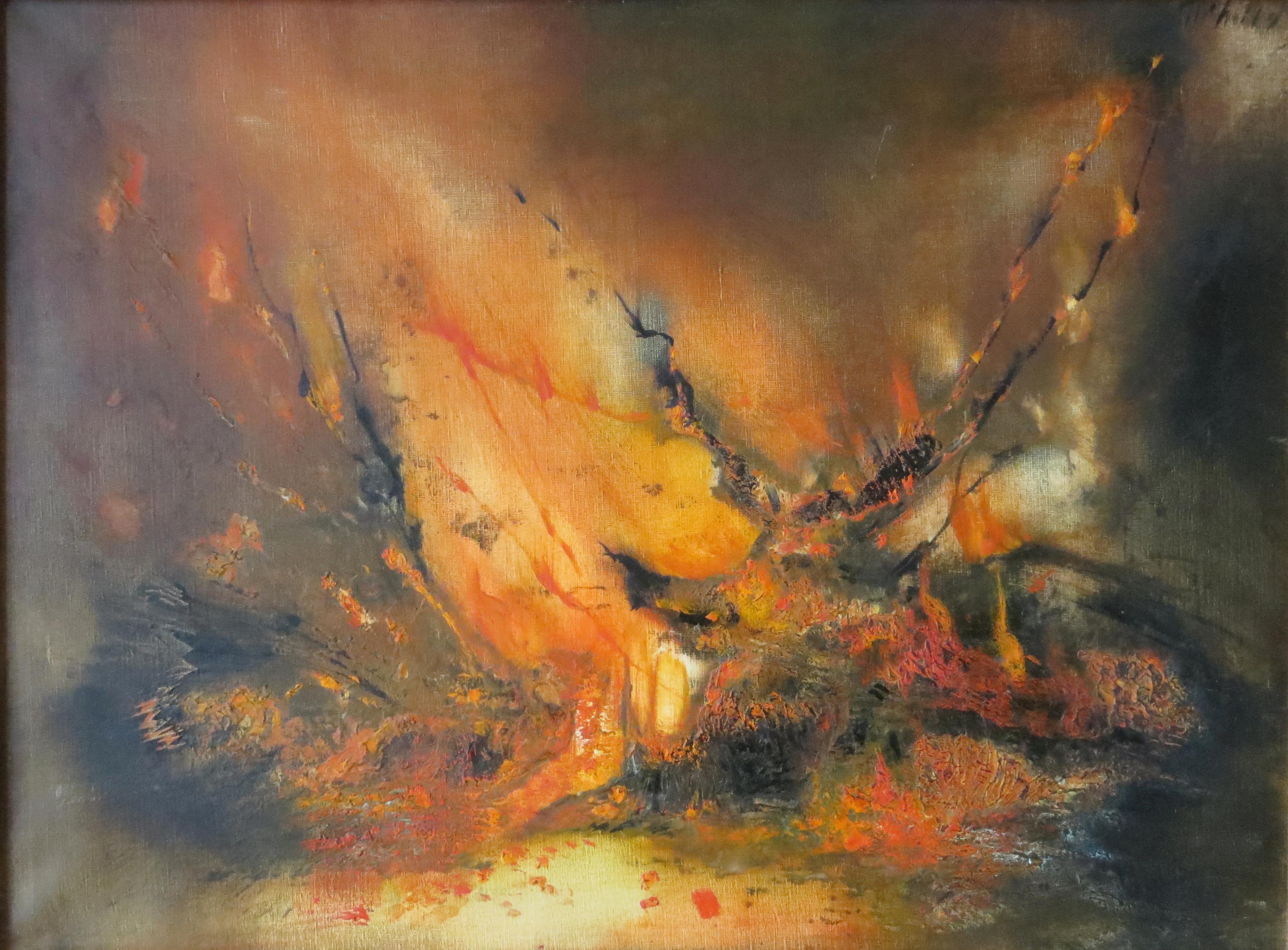 Feu (Fire) - Abstract Painting by Michelle Michaux
