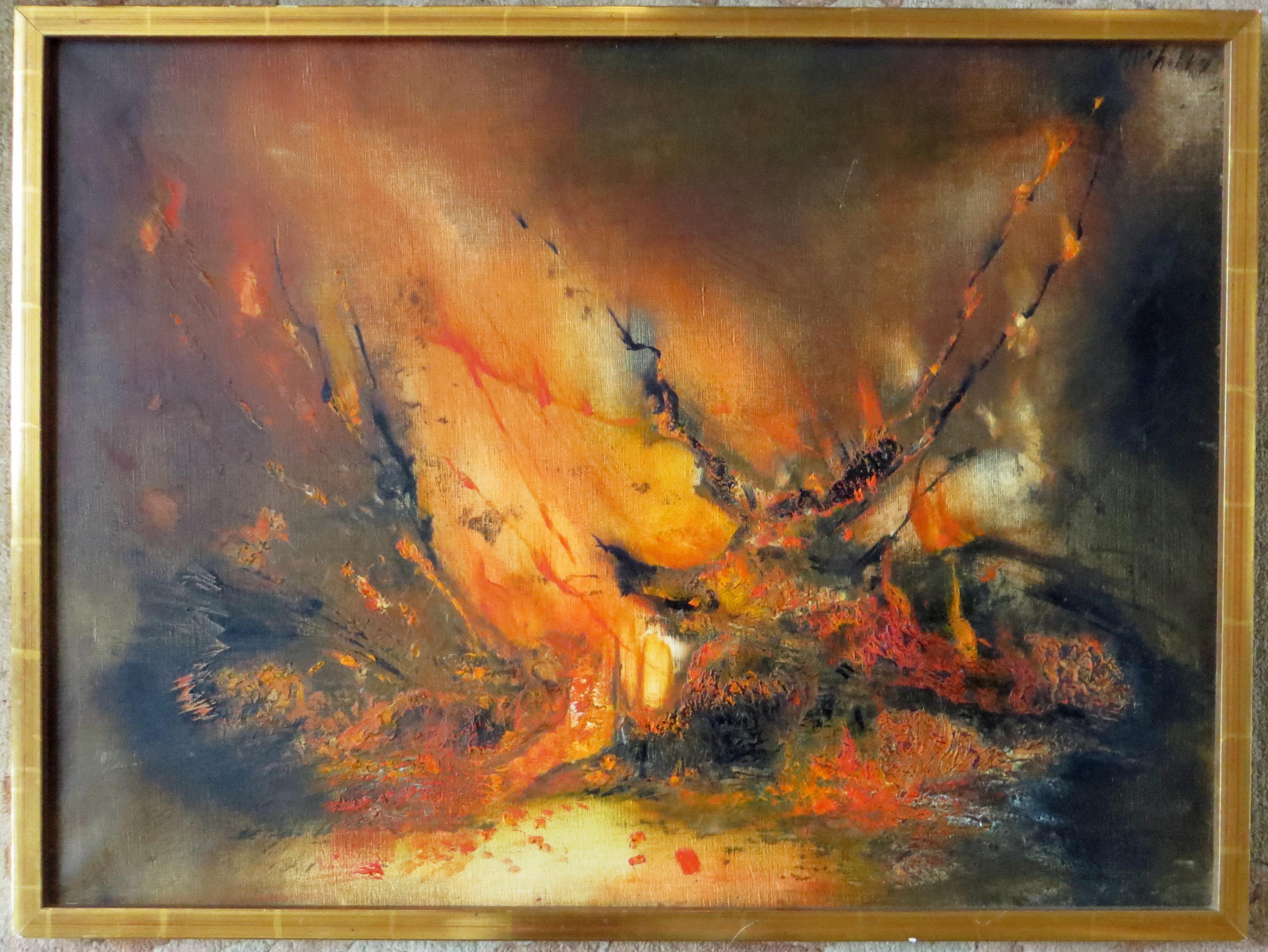 Michelle Michaux Abstract Painting - Feu (Fire)