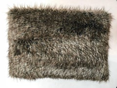 Michelle Nussbaumer Designed Italian Faux Fur Mudcloth Pillow, Beige and Black