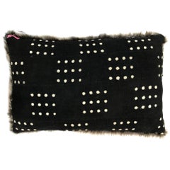 Michelle Nussbaumer Designed Italian Faux Fur Mudcloth Pillow (Squared Dots)