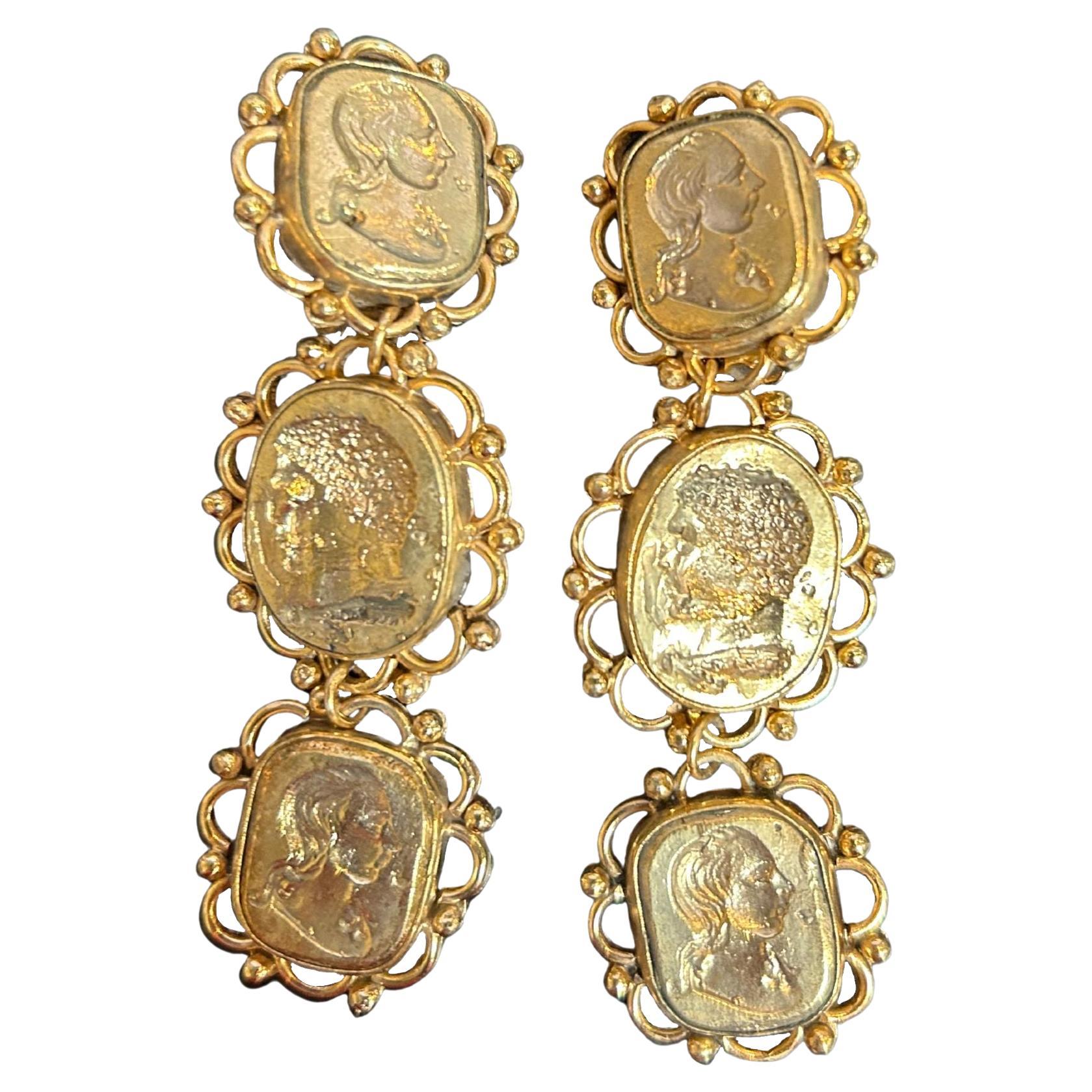 Lane Gold Dipped Vintage Costume Necklace with Earrings For