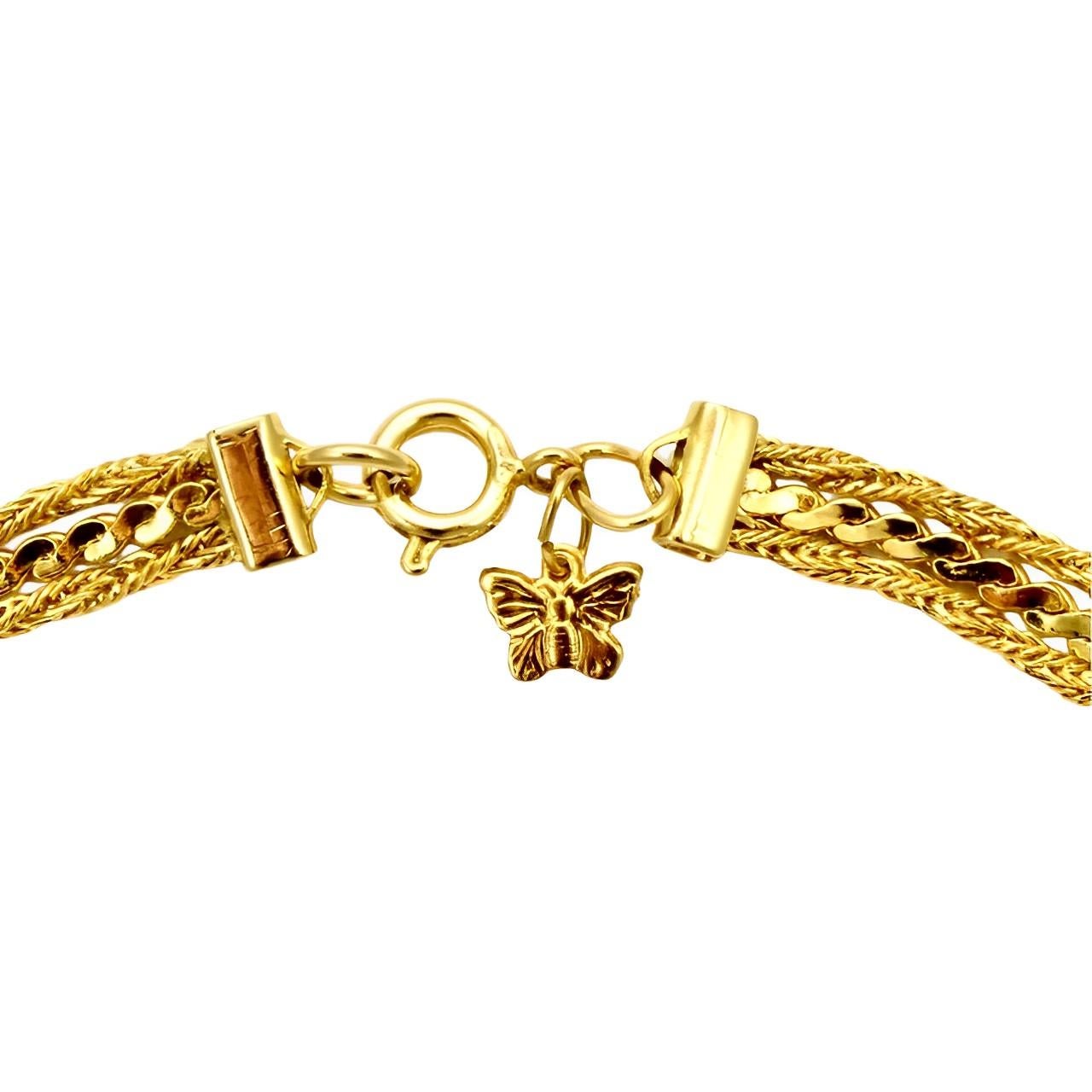 Collier de corde et de serpentine à trois brins en plaqué or Michelle René circa 1980 en vente 2