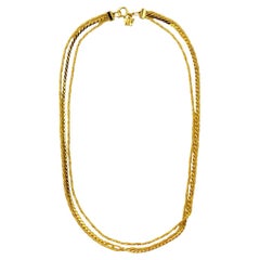 Vintage Michelle René Gold Plated Three Strand Rope and Serpentine Necklace circa 1980s