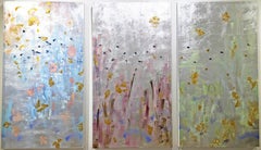 Abstract Impressionist, Metal Leaf Painting, Michelle Sakhai, Synergy (triptych)