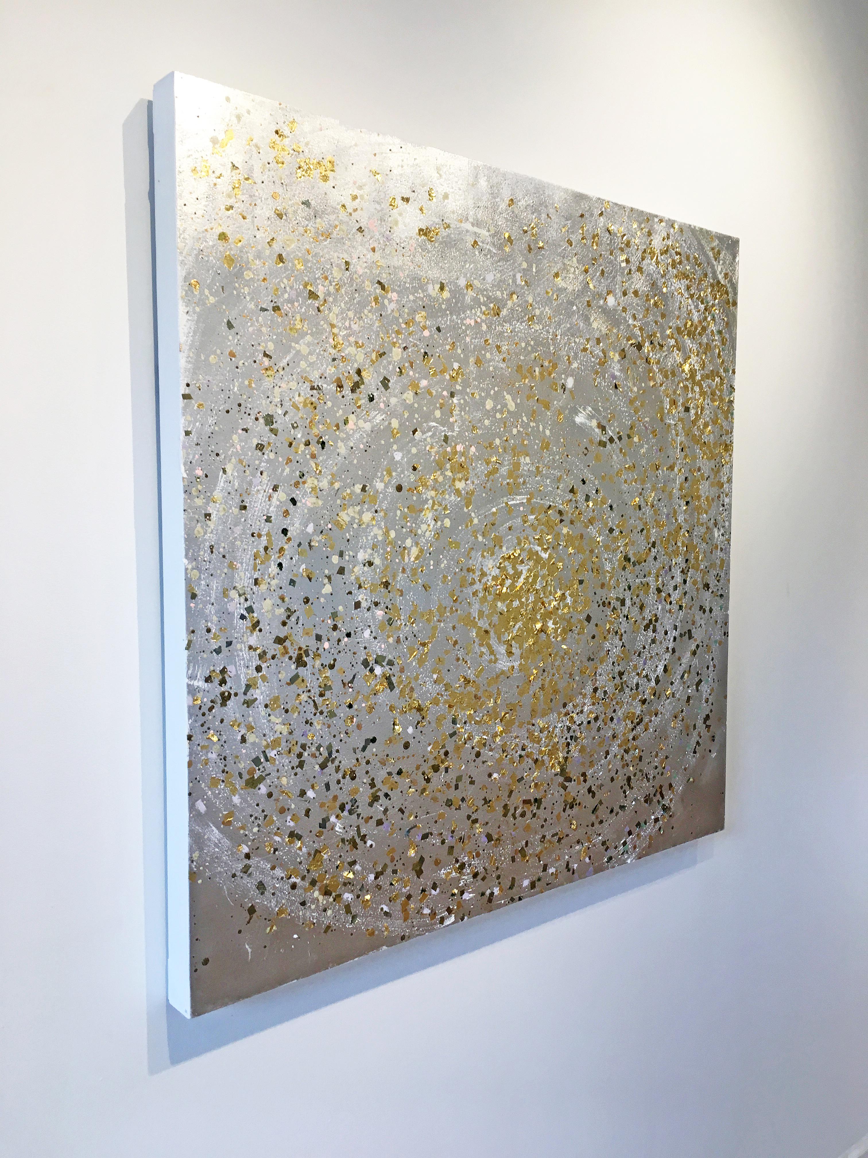 Silver & gold leaf oil painting, Michelle Sakhai, Judgement, XX 1