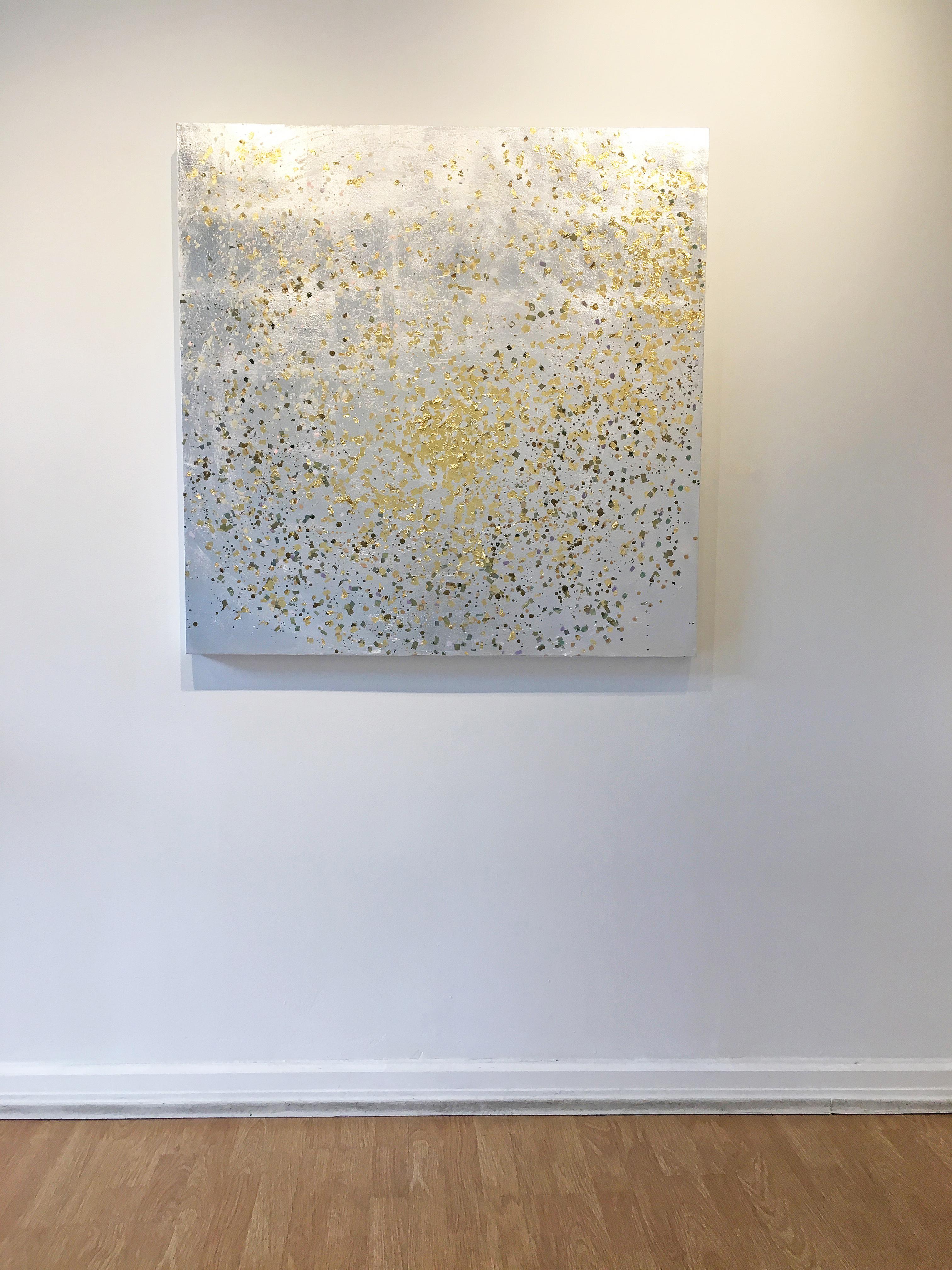 Silver & gold leaf oil painting, Michelle Sakhai, Judgement, XX 2
