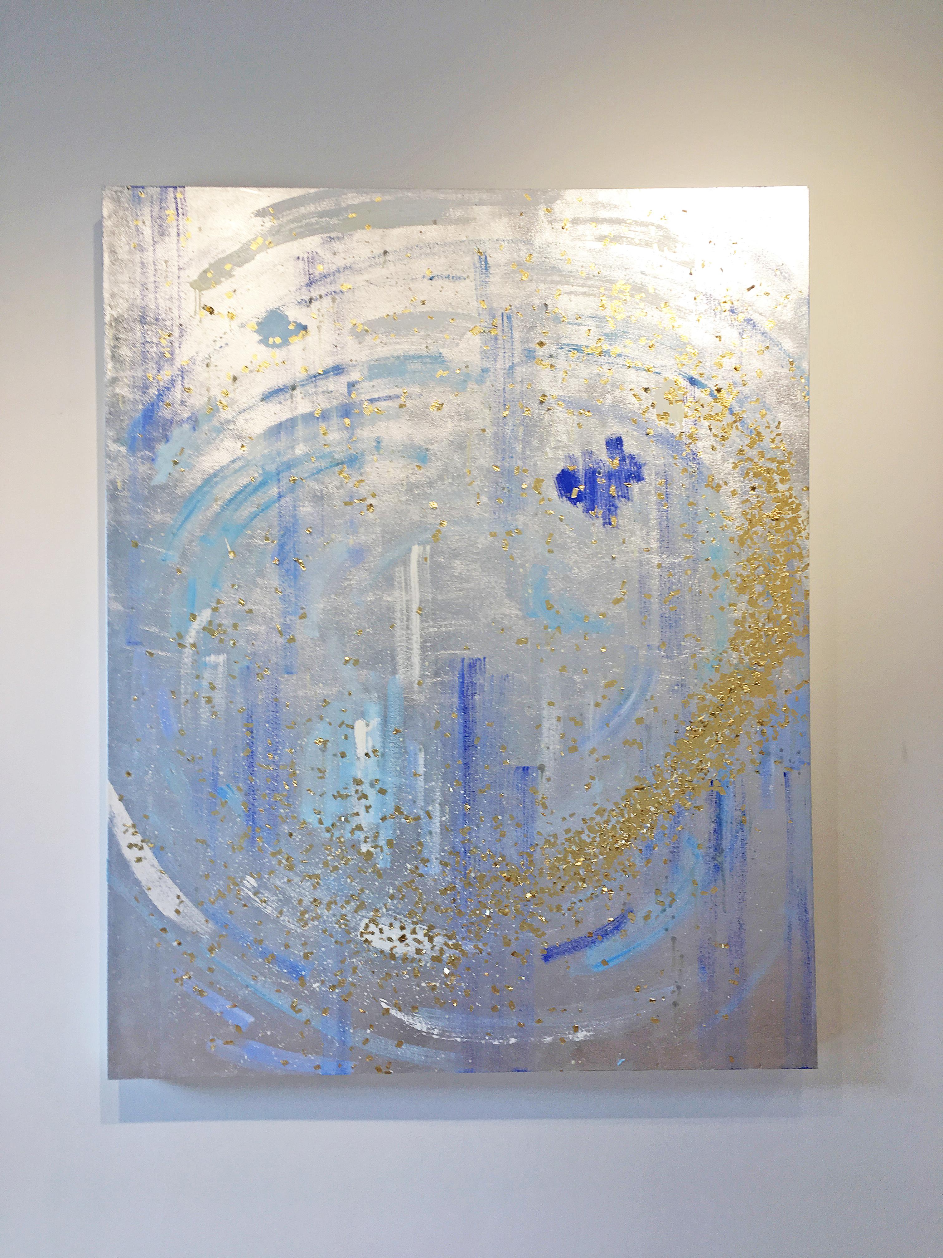 Silver & gold leaf oil painting, Michelle Sakhai, The High Priestess, II 1