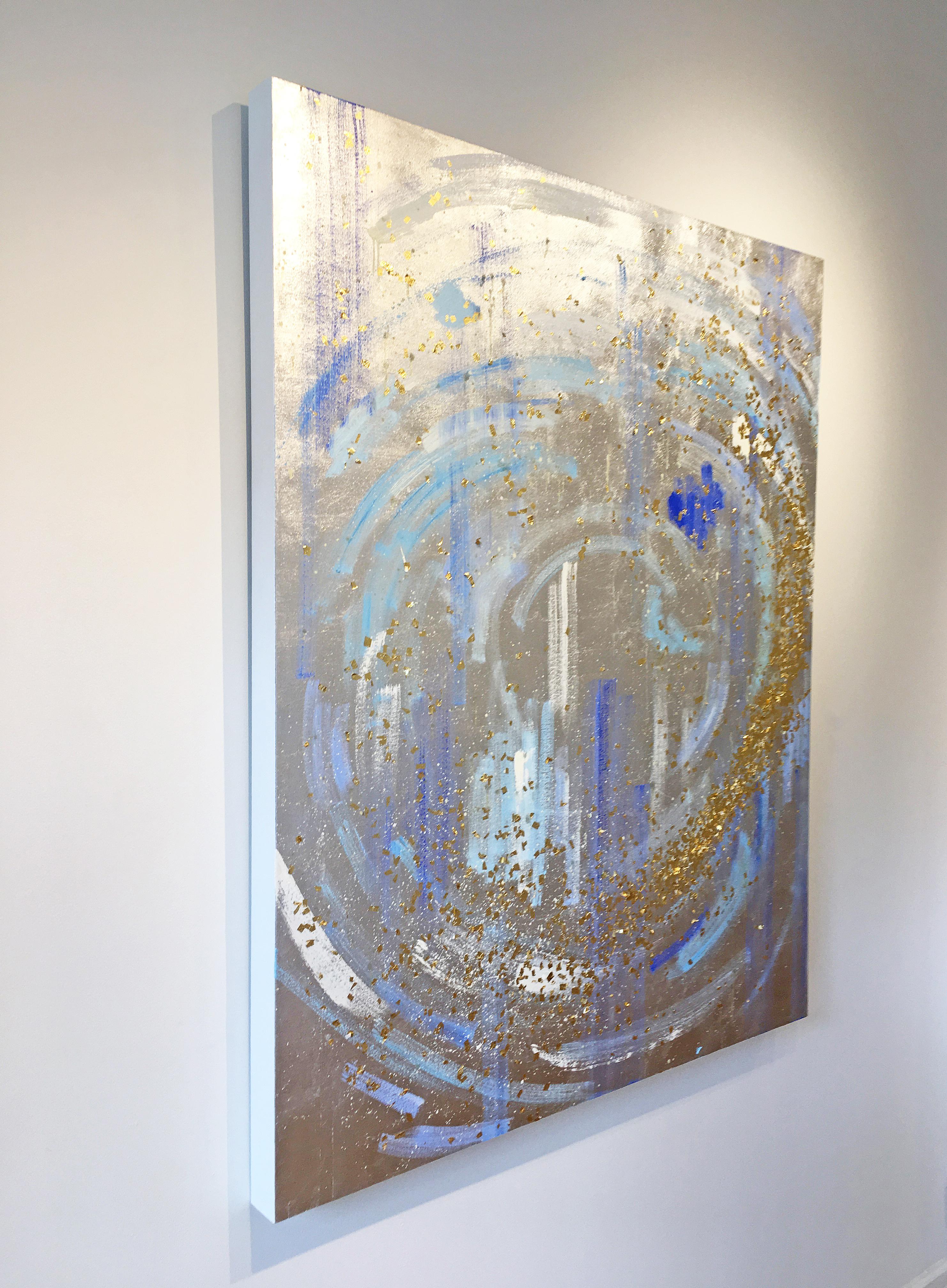 Silver & gold leaf oil painting, Michelle Sakhai, The High Priestess, II 2