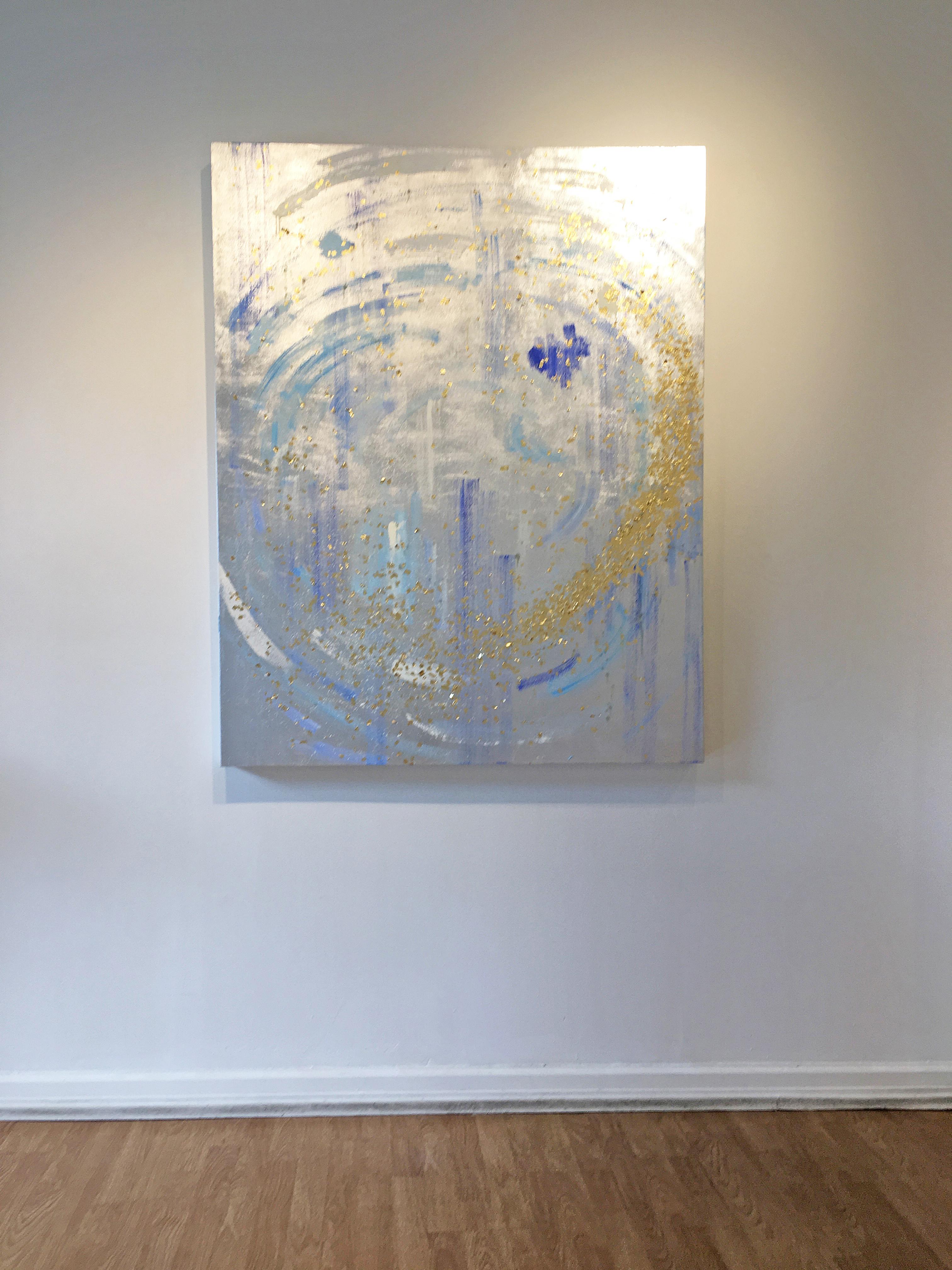 Silver & gold leaf oil painting, Michelle Sakhai, The High Priestess, II 3