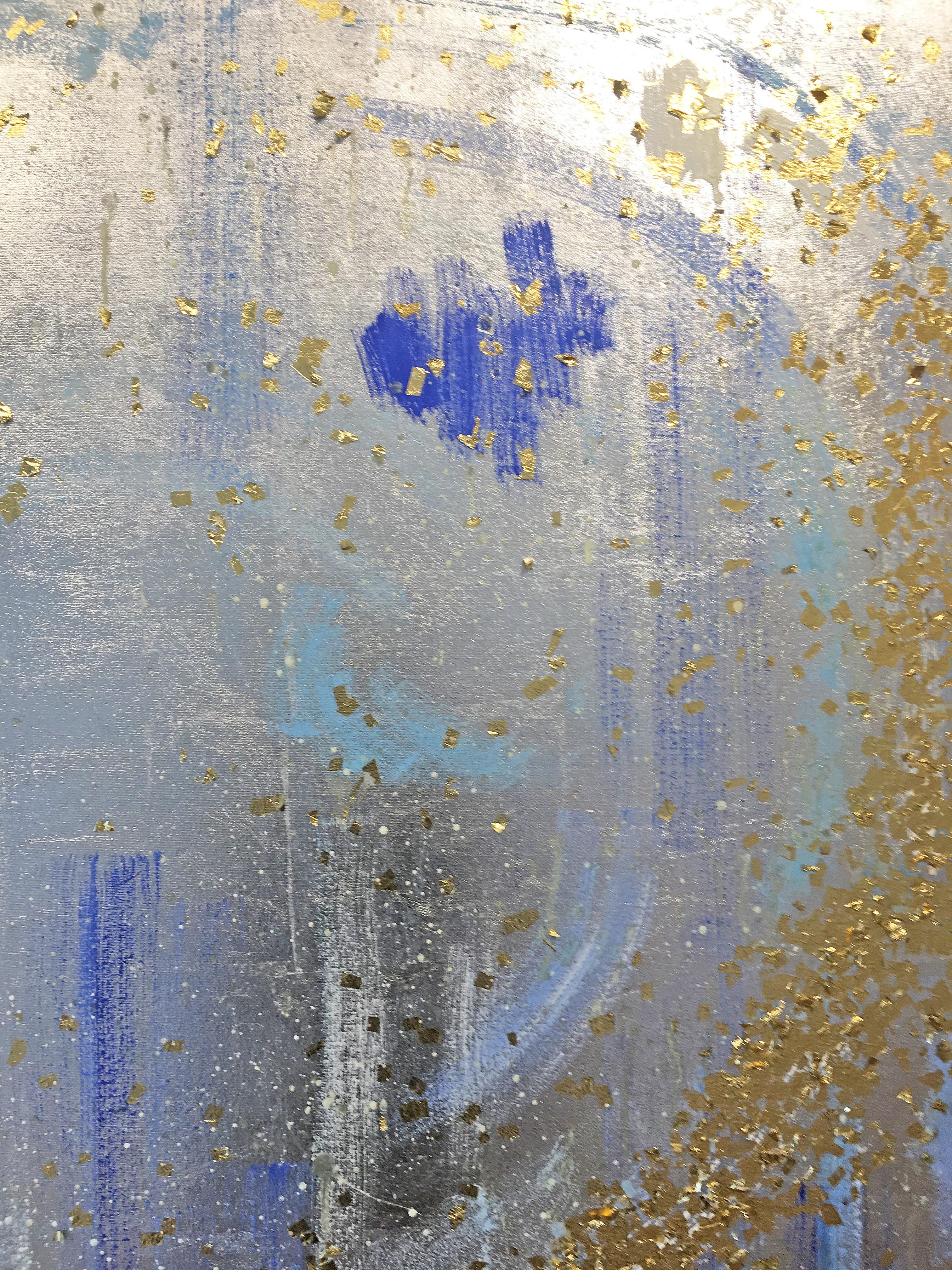 Silver & gold leaf oil painting, Michelle Sakhai, The High Priestess, II 4