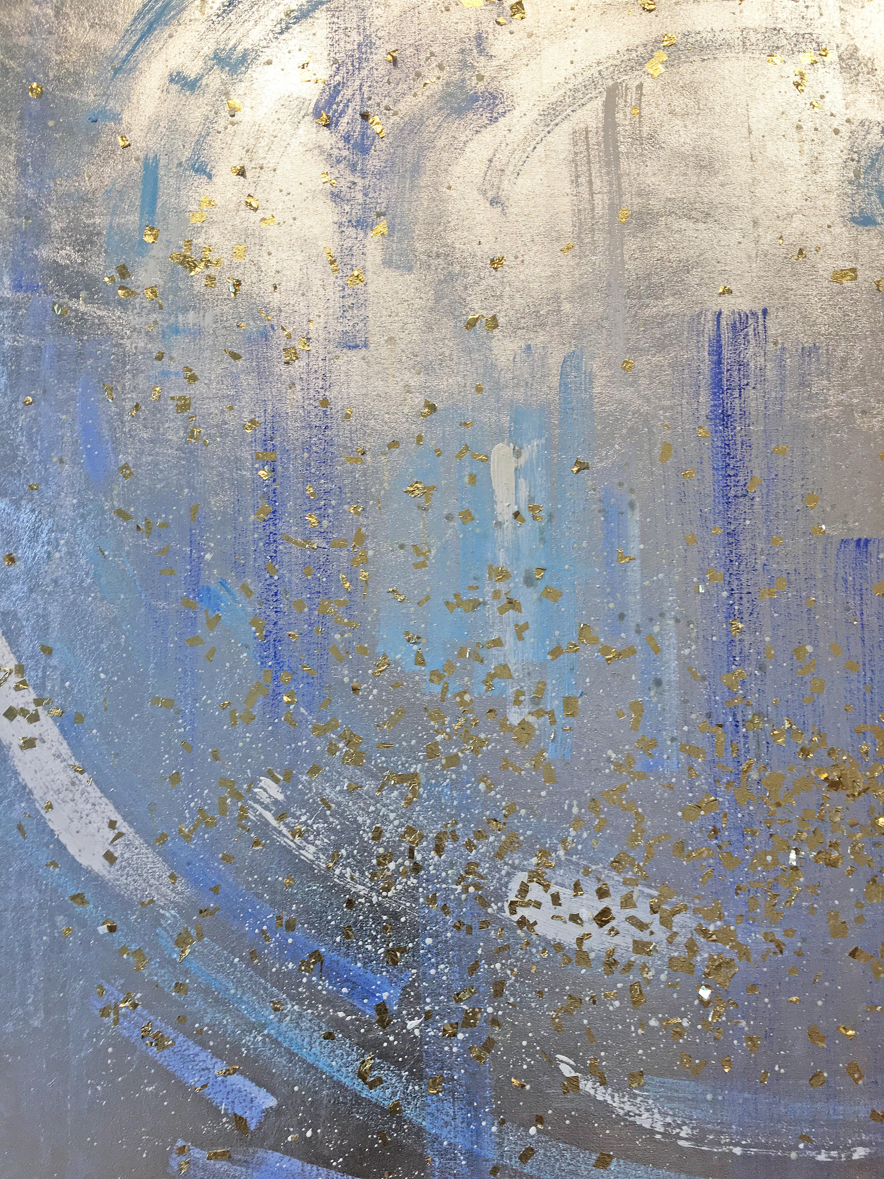 Silver & gold leaf oil painting, Michelle Sakhai, The High Priestess, II 5