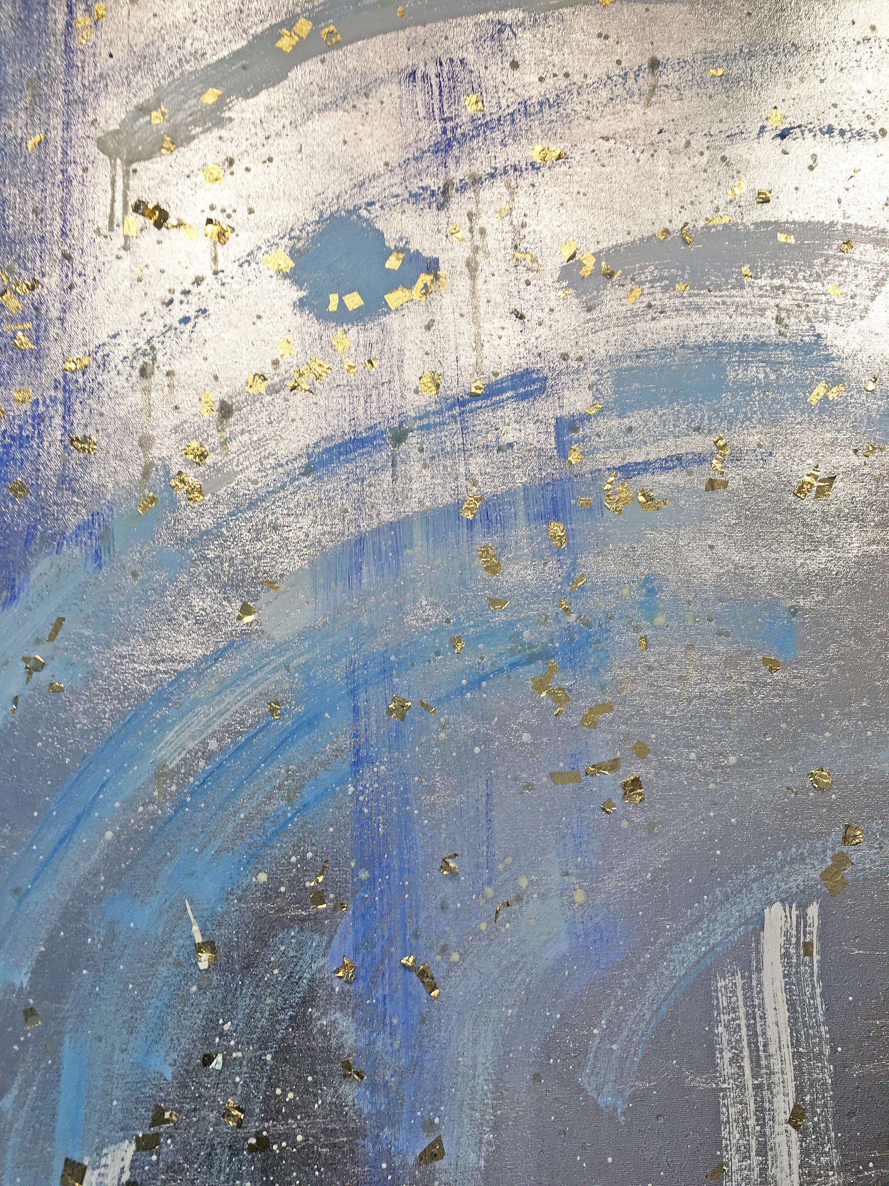 Silver & gold leaf oil painting, Michelle Sakhai, The High Priestess, II 6