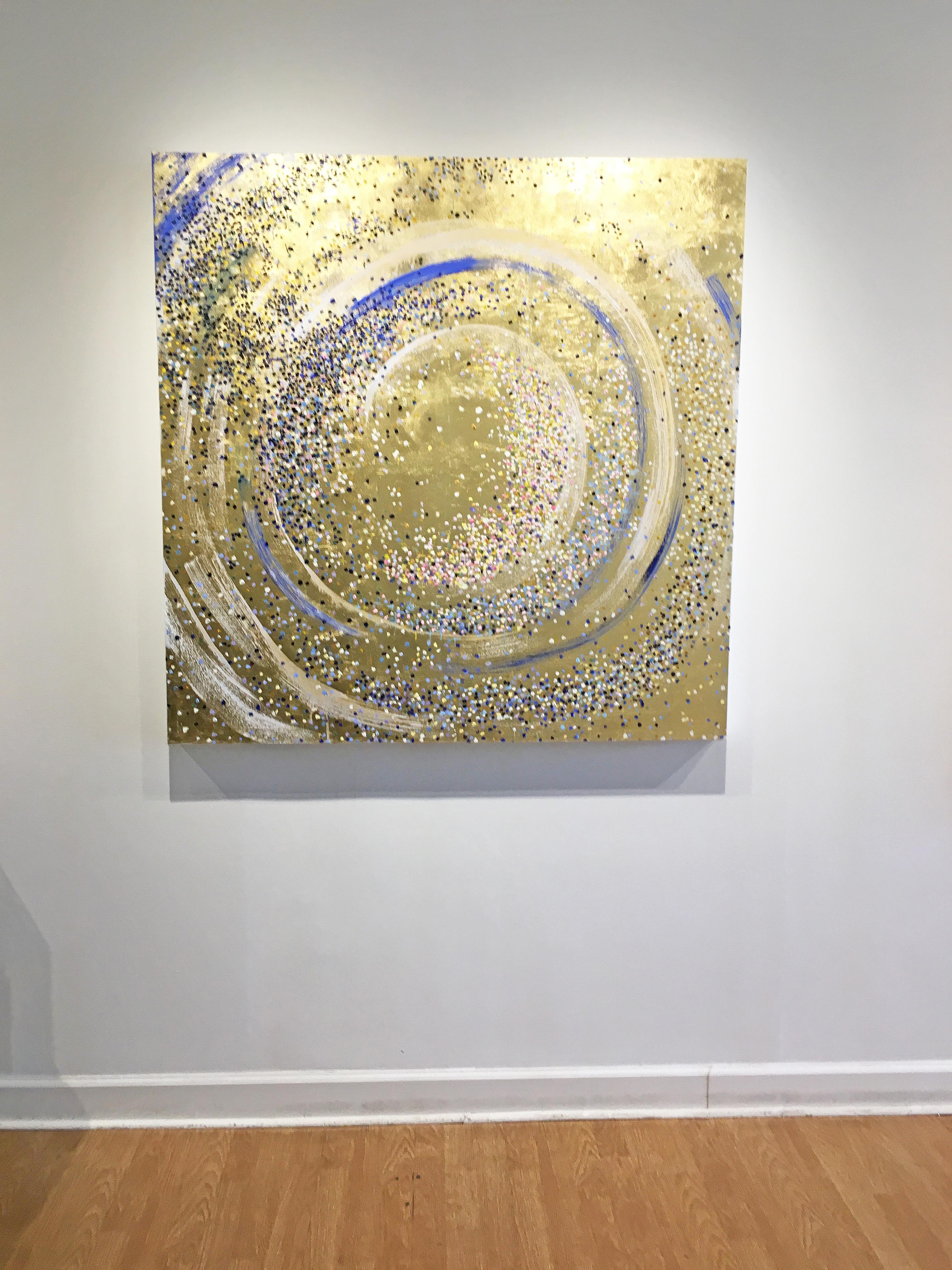 Gold leaf oil painting, Michelle Sakhai, Wheel of Fortune, X 2