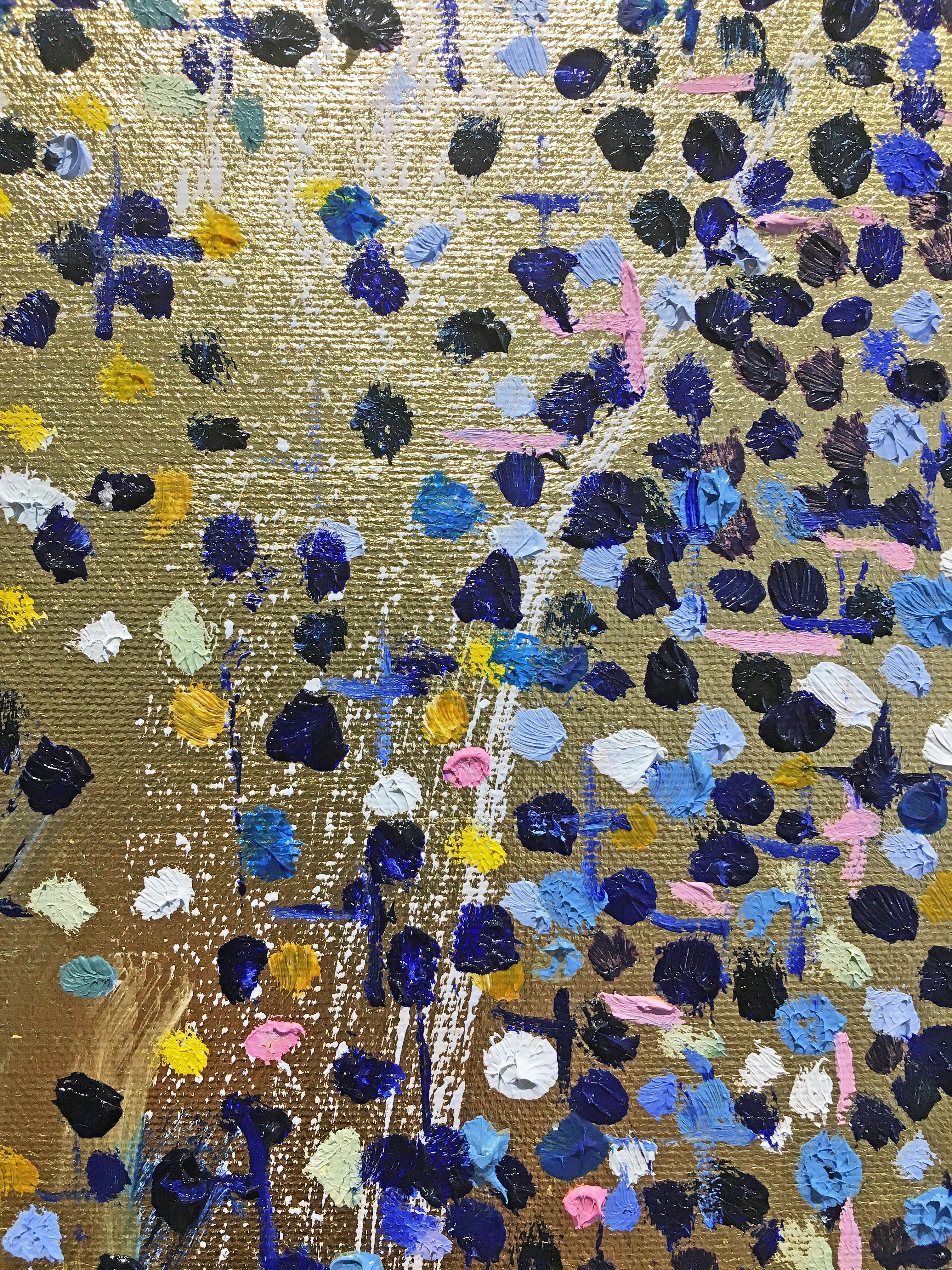 Gold leaf oil painting, Michelle Sakhai, Wheel of Fortune, X 3