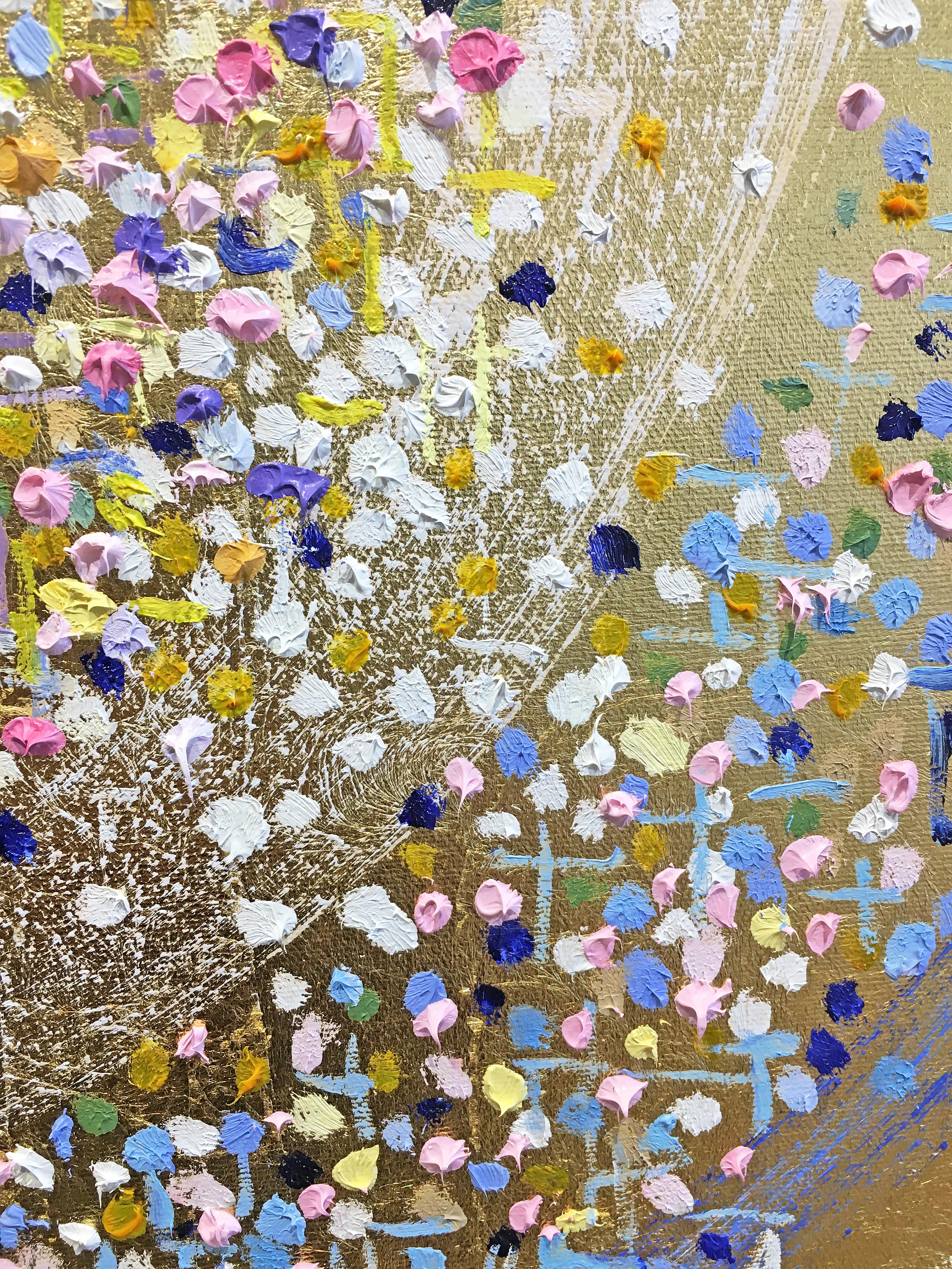 Gold leaf oil painting, Michelle Sakhai, Wheel of Fortune, X 4