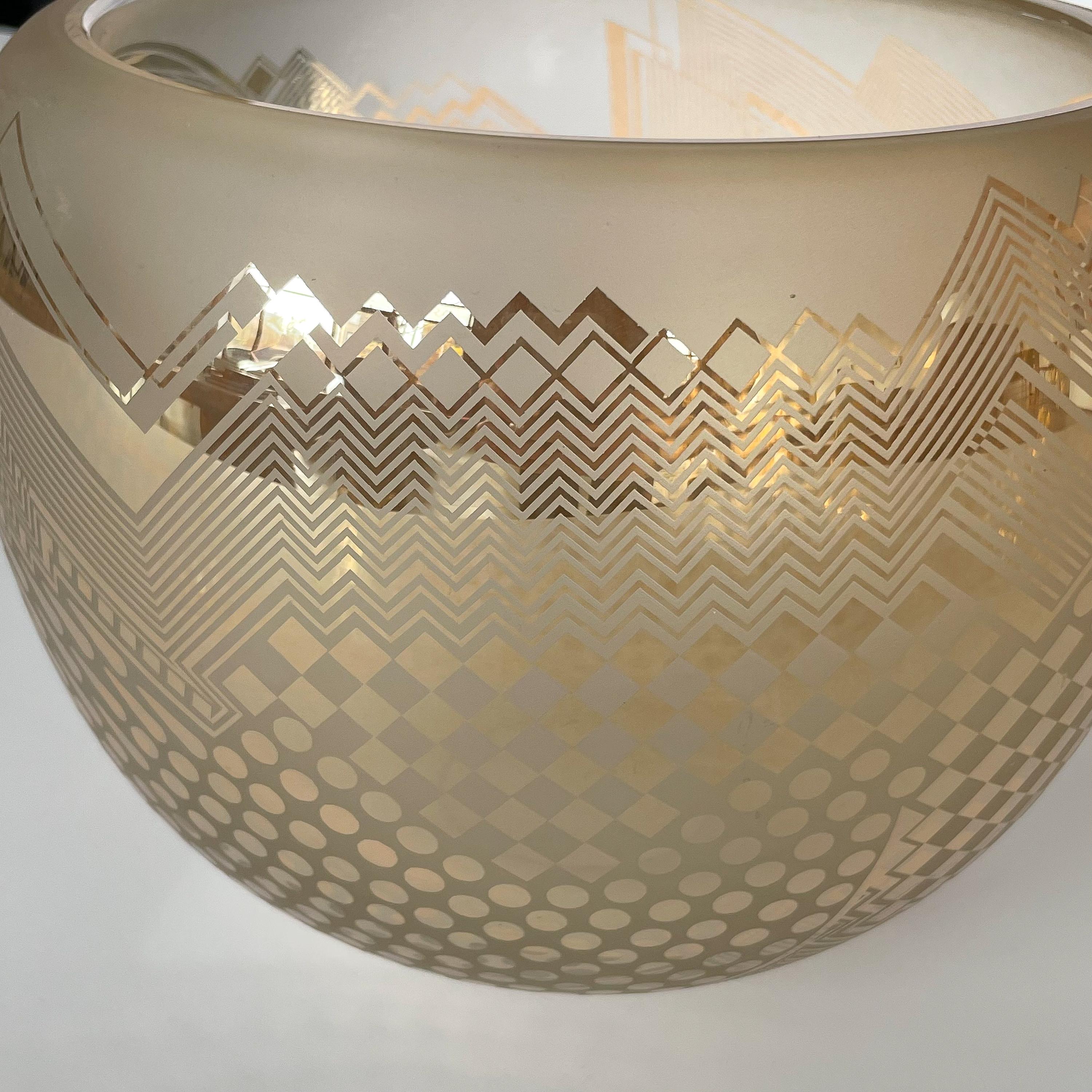 Michelle Schoen / Bob Toensing Frosted and Gold Mirrored Glass Bowl 3