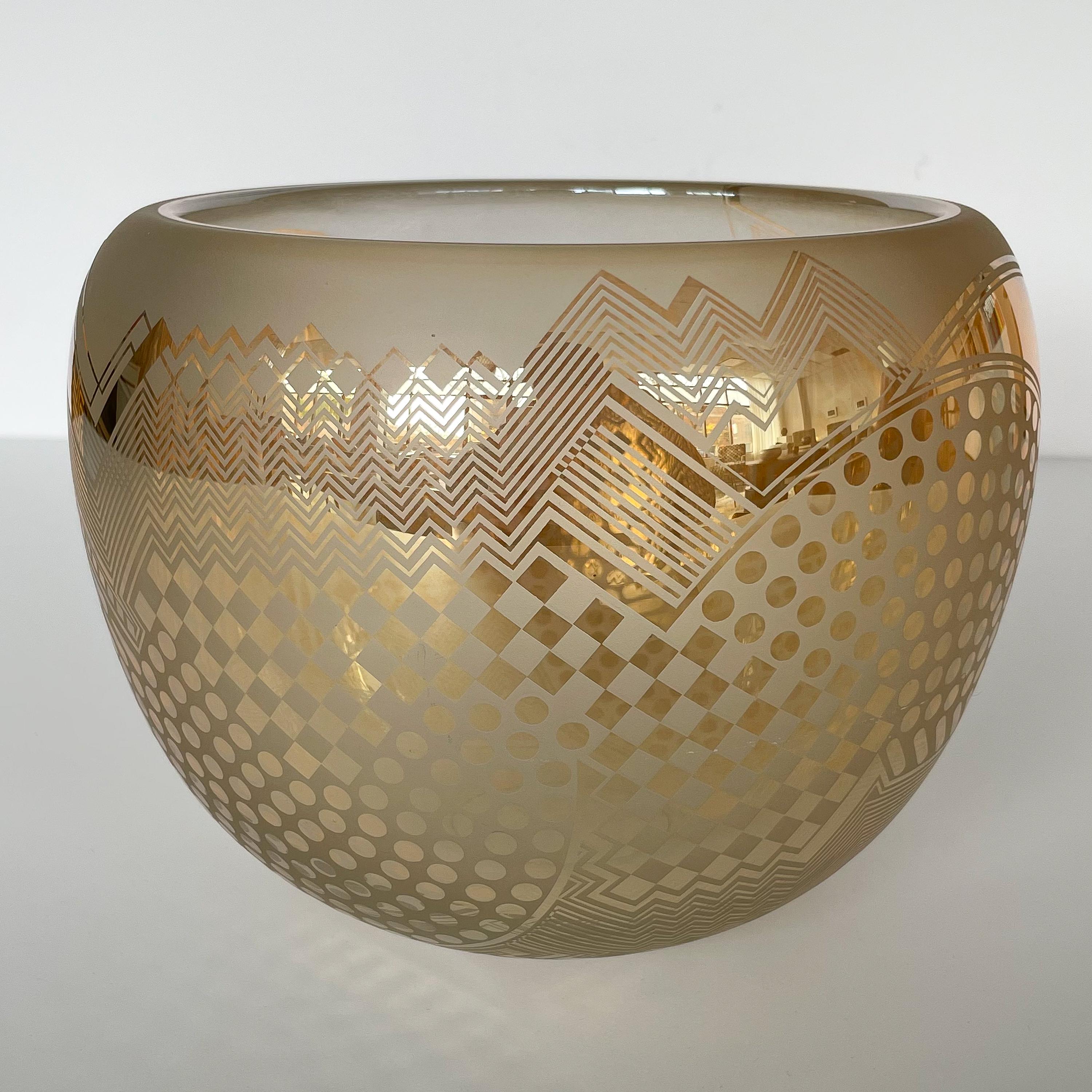 Michelle Schoen / Bob Toensing Frosted and Gold Mirrored Glass Bowl 6