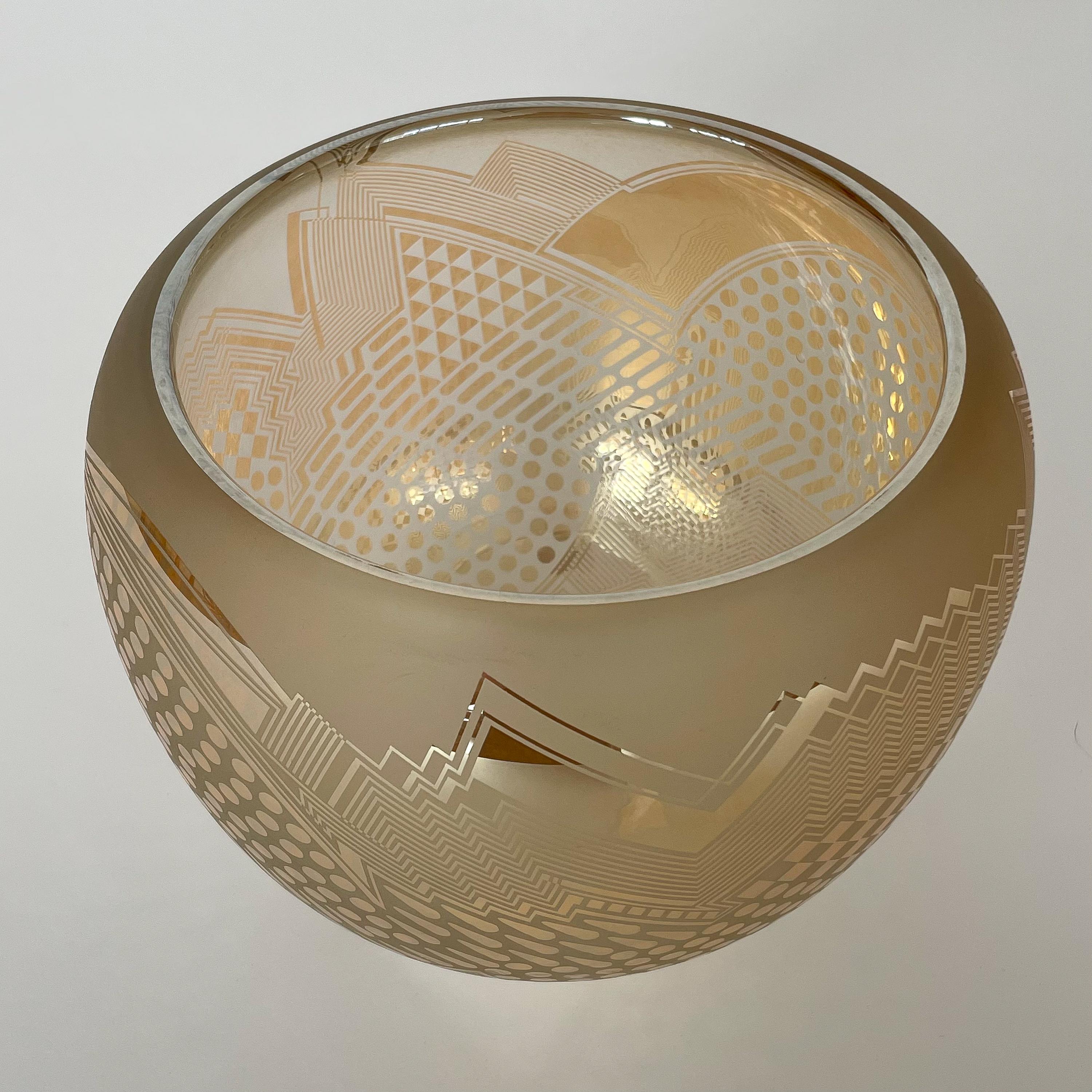 Michelle Schoen / Bob Toensing Frosted and Gold Mirrored Glass Bowl In Good Condition In Chicago, IL
