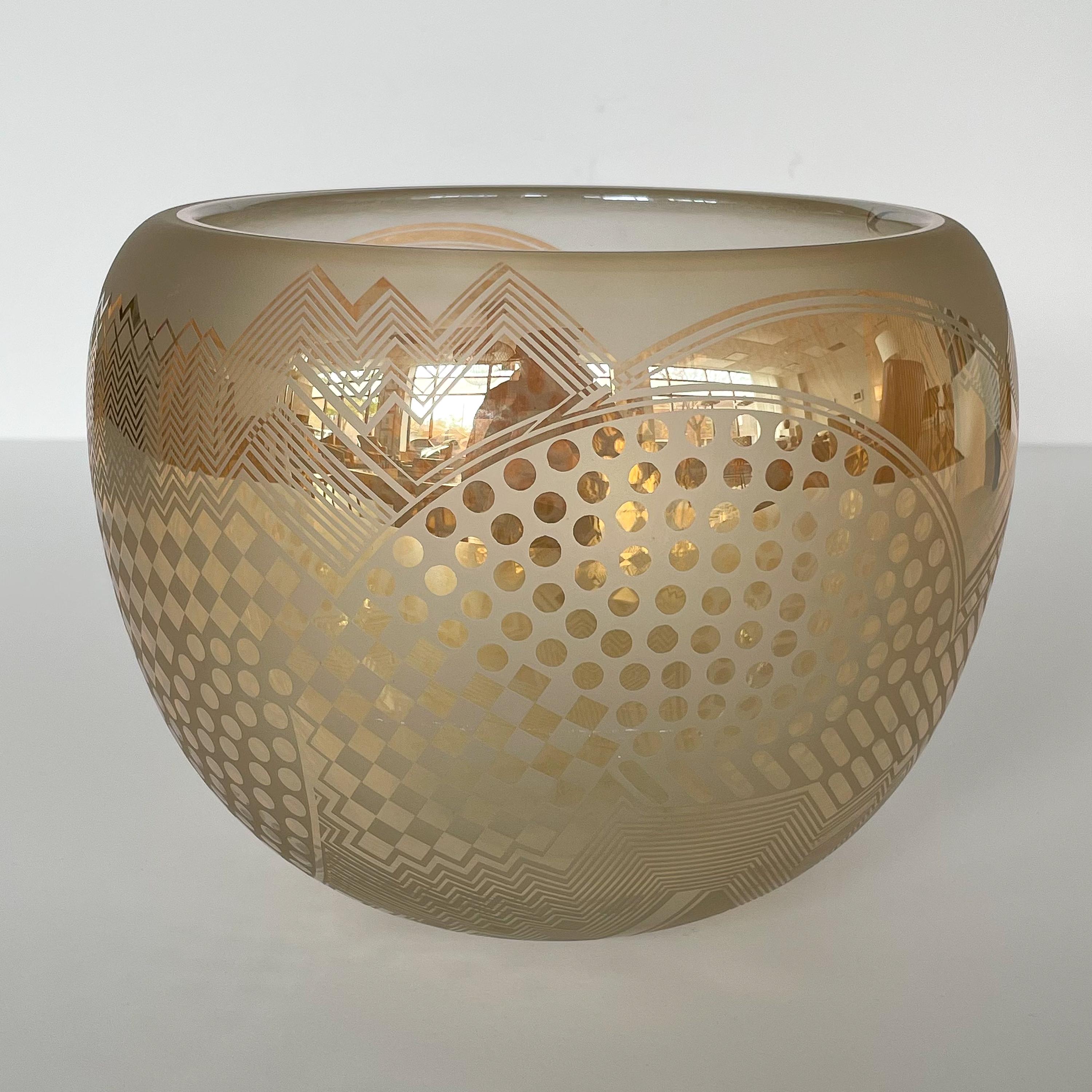 Michelle Schoen / Bob Toensing Frosted and Gold Mirrored Glass Bowl 1