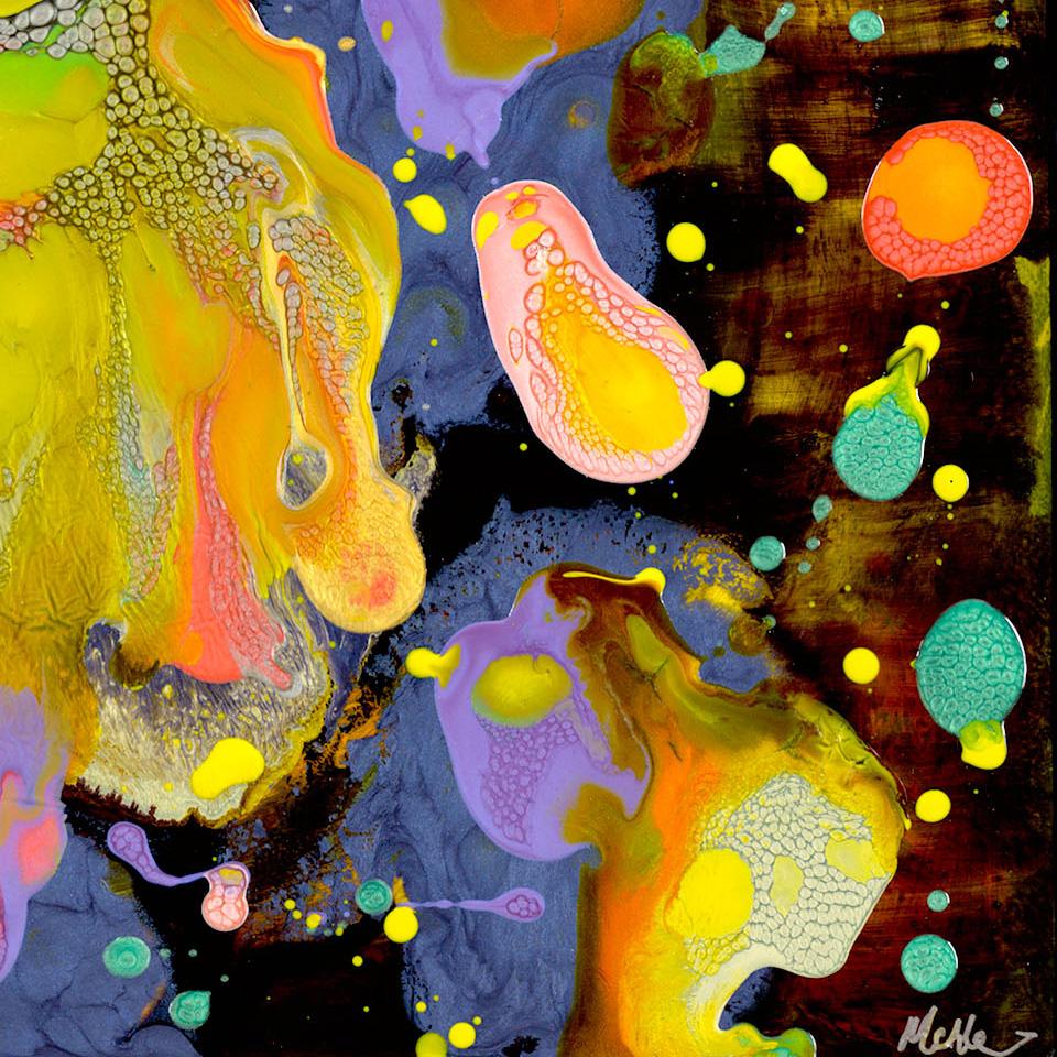 Genesis - Luci nel cielo, dipinto originale in resina, 2018 - Painting di Michelle Silverman