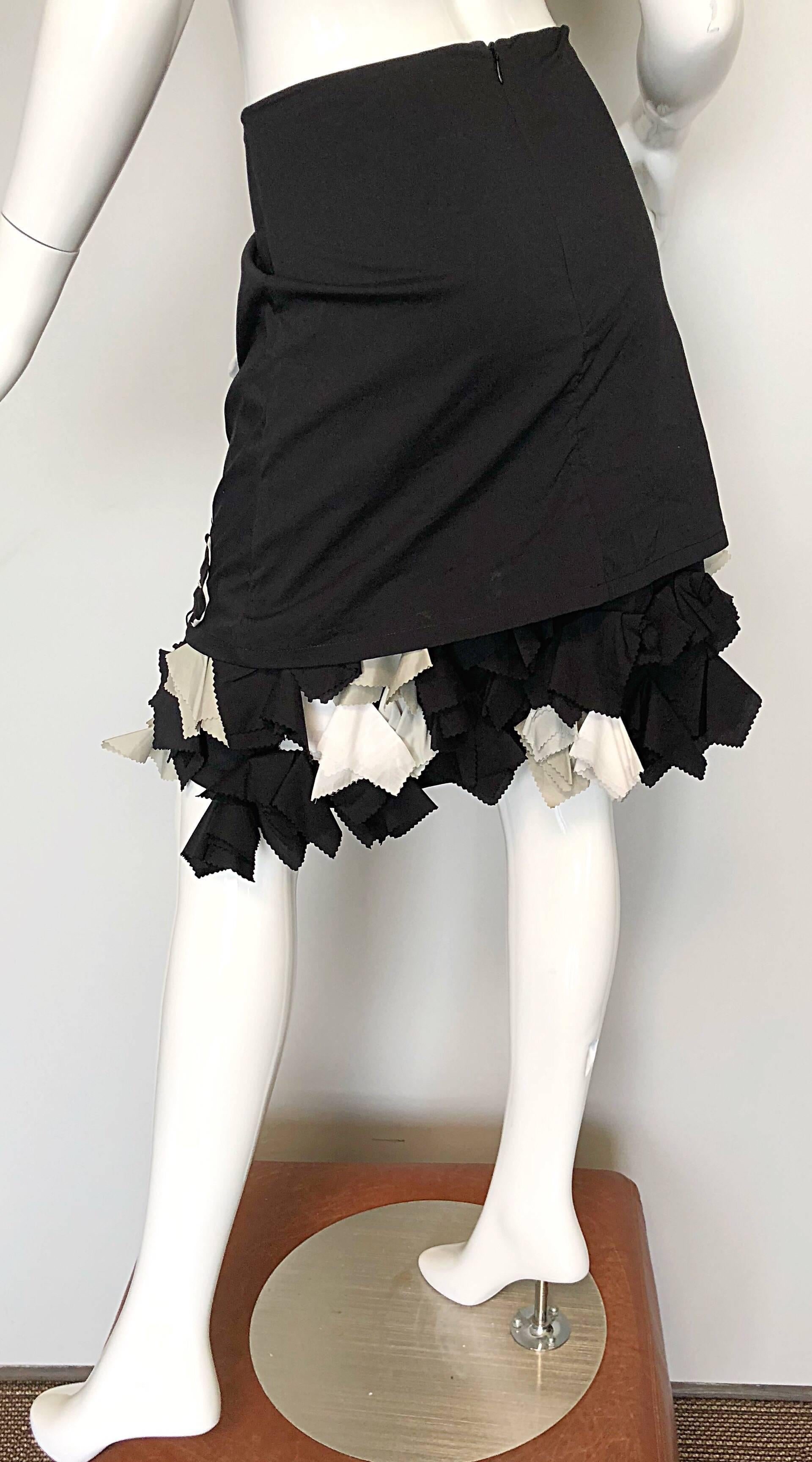 1990s Michelle Tan Black and White Origami Rhinestone Vintage Skirt For Sale 3