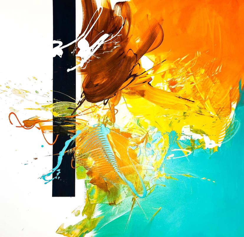 "All Day, Every Day", Modern, Abstract, Large, X-Large, Bold, Teal, Orange