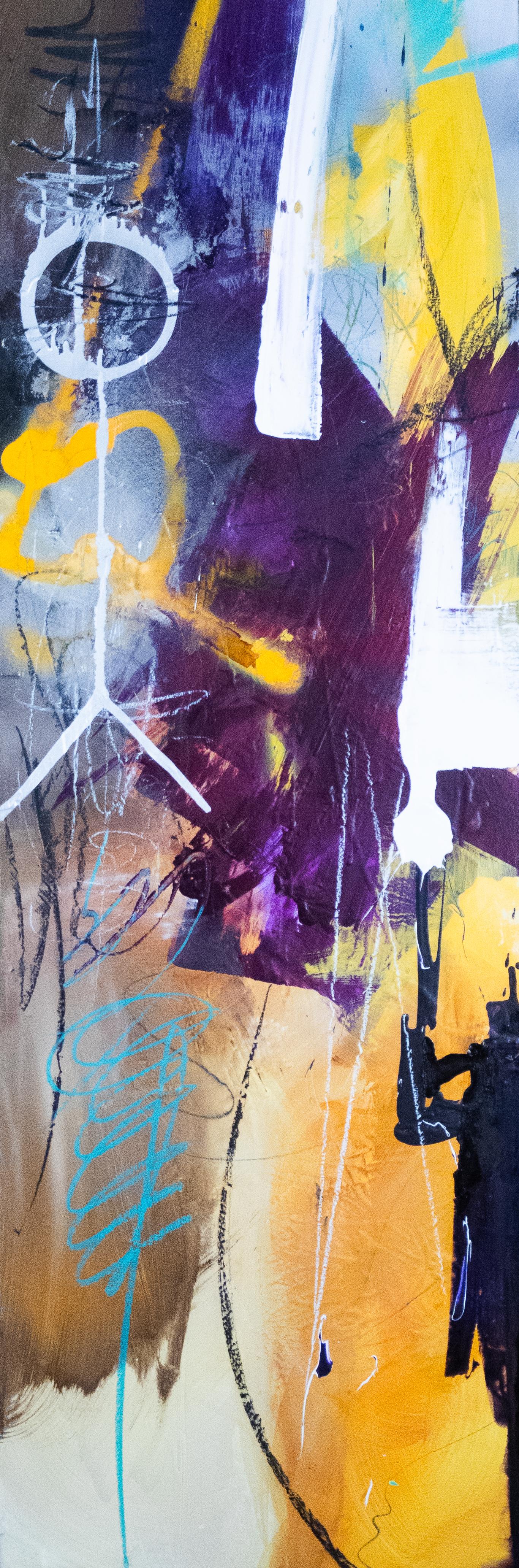 Michelle Thomas Artist Interior Painting – "Almost In" Reichhaltig strukturiert, Street Art, Modern, Lebendig, Verspielt, Kind, Kühn