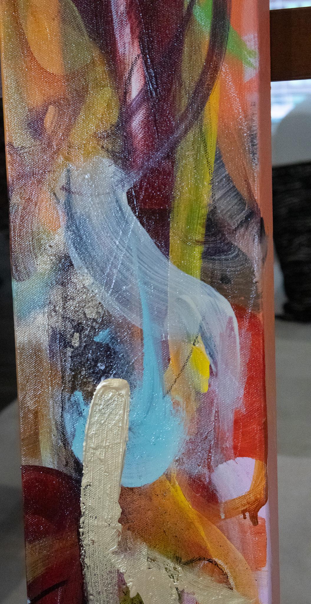 “Autumn Butterfly” is a lyrical, vertical abstract painting by contemporary artist Michelle Thomas.

Created as an ode to change, beauty, and quiet resilience, this original work captures the fleeting, magical energy of a butterfly in