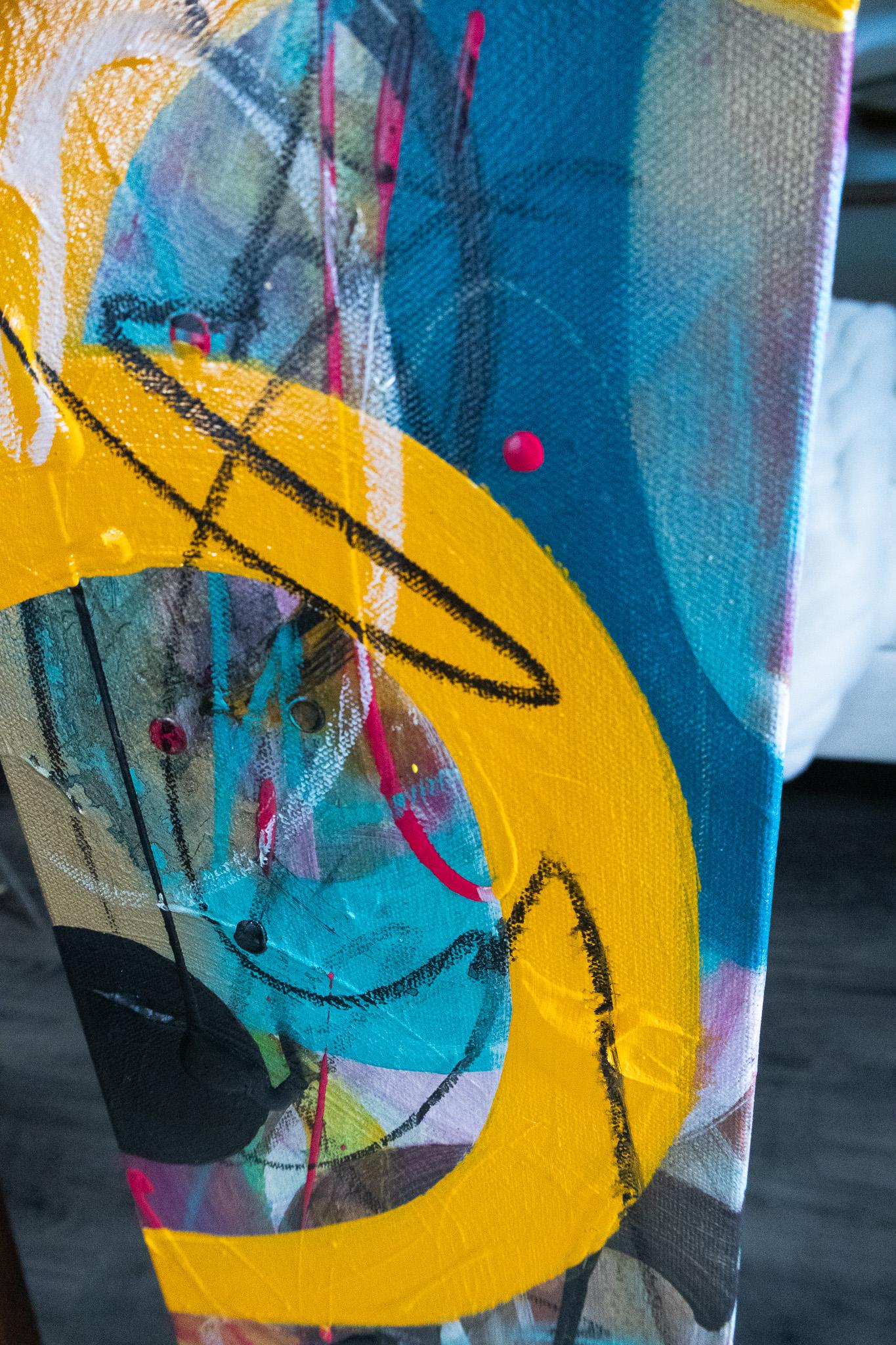 “Bounce!”, Rhythmic, Vibrant, Rich, Lively, Funky, Cool, Modern - Contemporary Painting by Michelle Thomas Artist