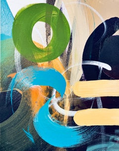 "City Bloom II", Arte Original, Tonos Ricos, Teal, Amarillo Pálido, Texturizado