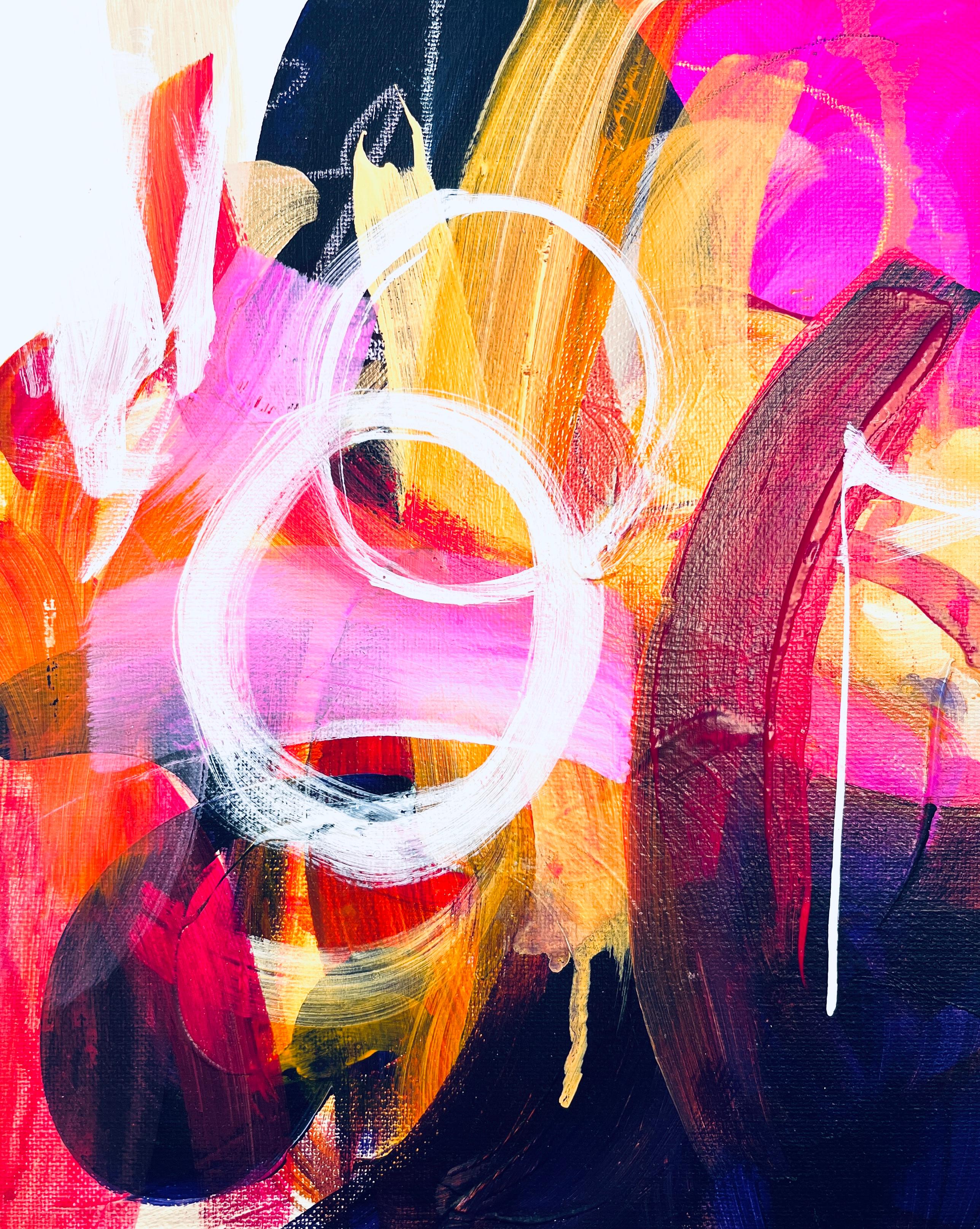 "¡Baila conmigo!" -  Abstracto, Negrita, Rosa cálido, Rojo, Amarillo, Naranja