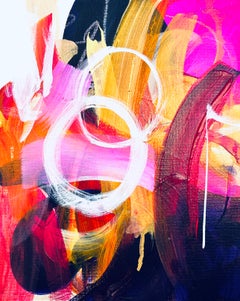 "¡Baila conmigo!" -  Abstracto, Negrita, Rosa cálido, Rojo, Amarillo, Naranja