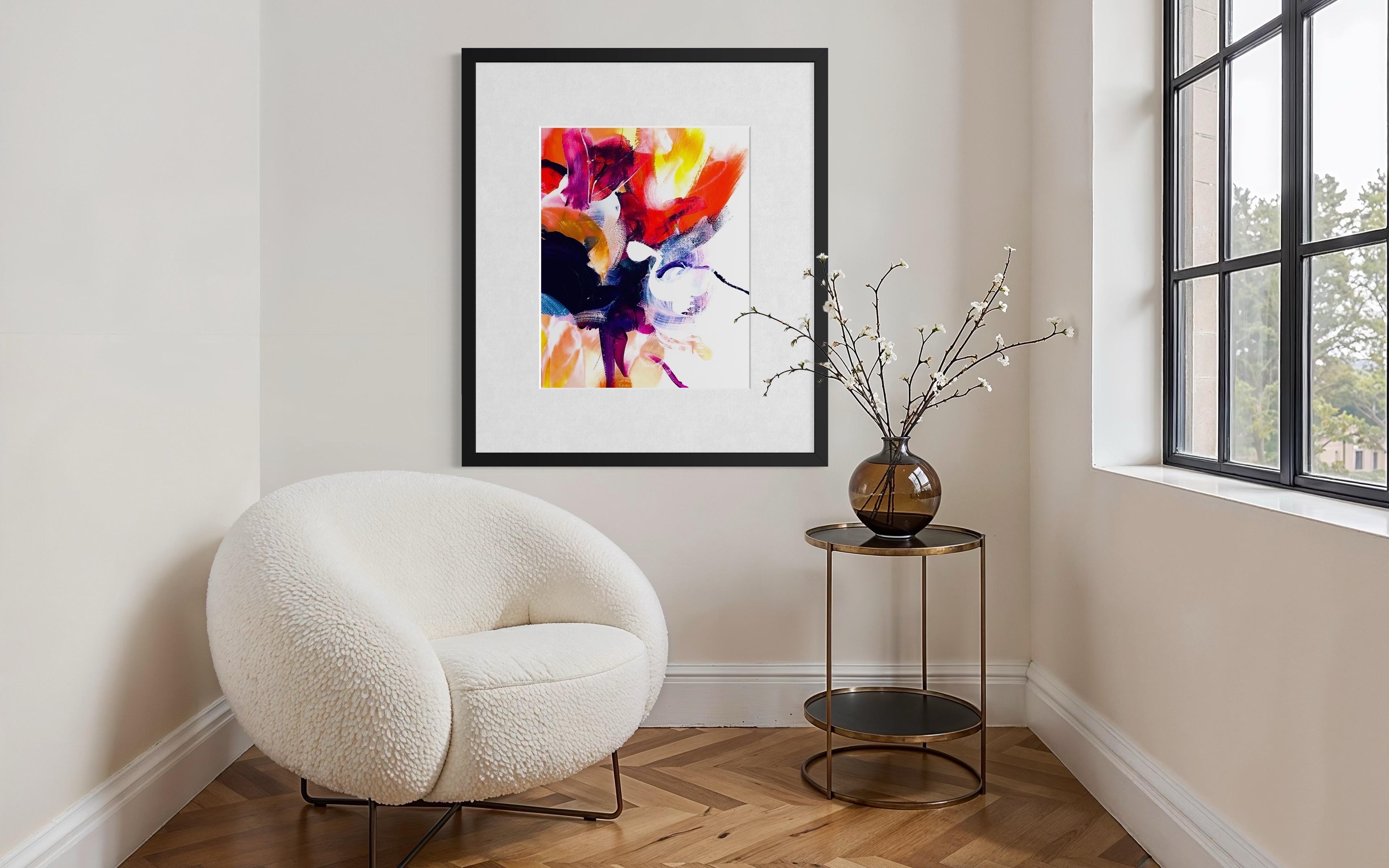 Delight In Bloom II - Giclée su carta straccia,  Firmato, floreale, giallo, viola, fiori in vendita 6