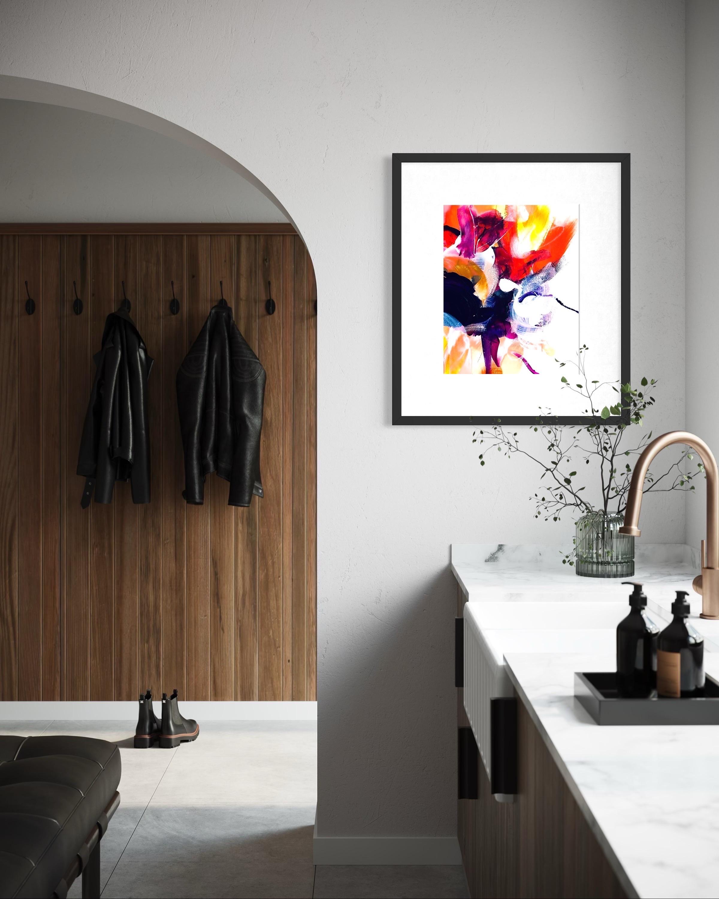 Delight In Bloom II - Giclée su carta straccia,  Firmato, floreale, giallo, viola, fiori in vendita 9