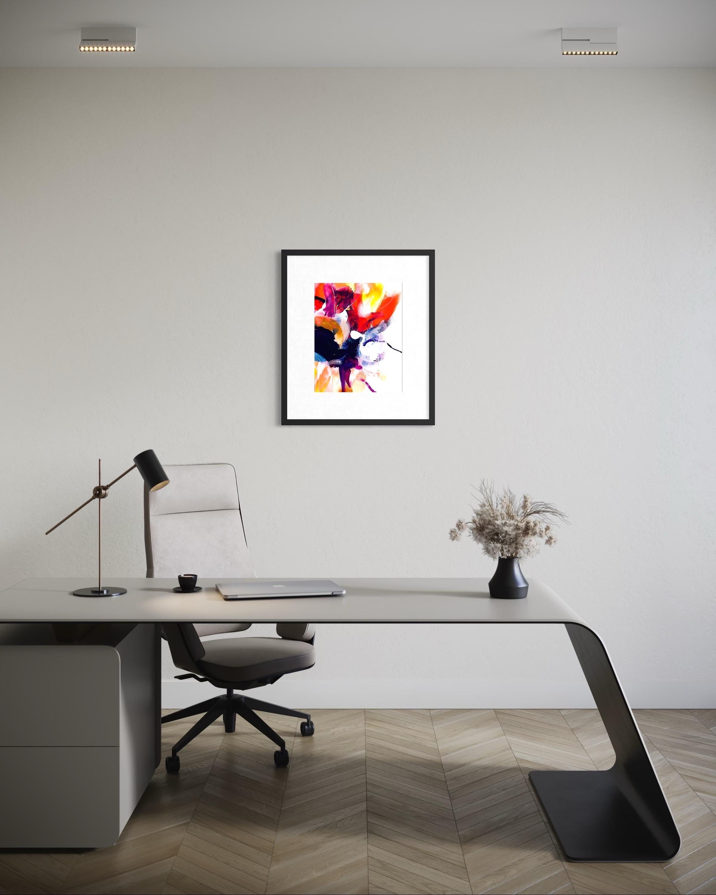 Delight In Bloom II - Giclée su carta straccia,  Firmato, floreale, giallo, viola, fiori in vendita 10