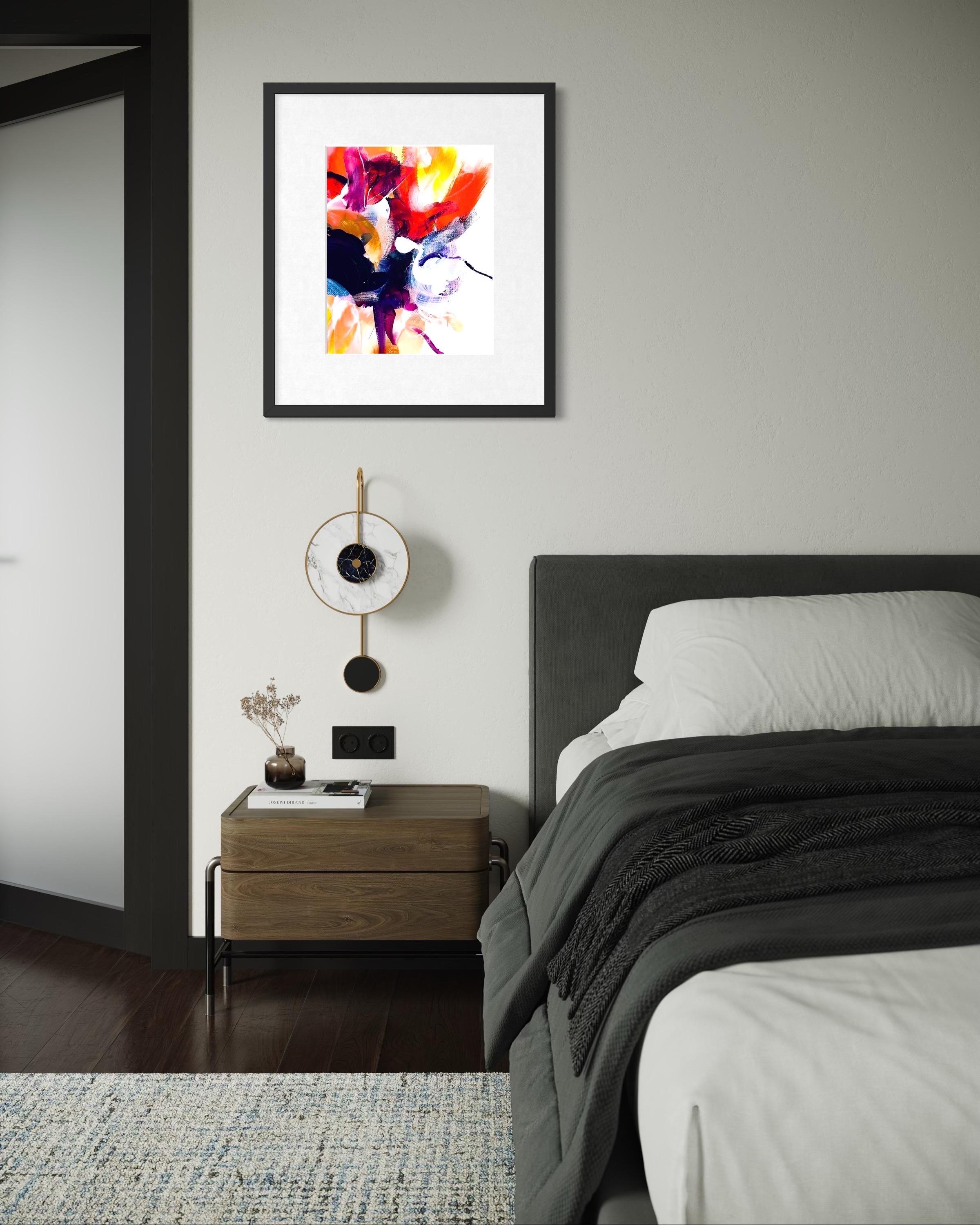 Delight In Bloom II - Giclée su carta straccia,  Firmato, floreale, giallo, viola, fiori in vendita 13