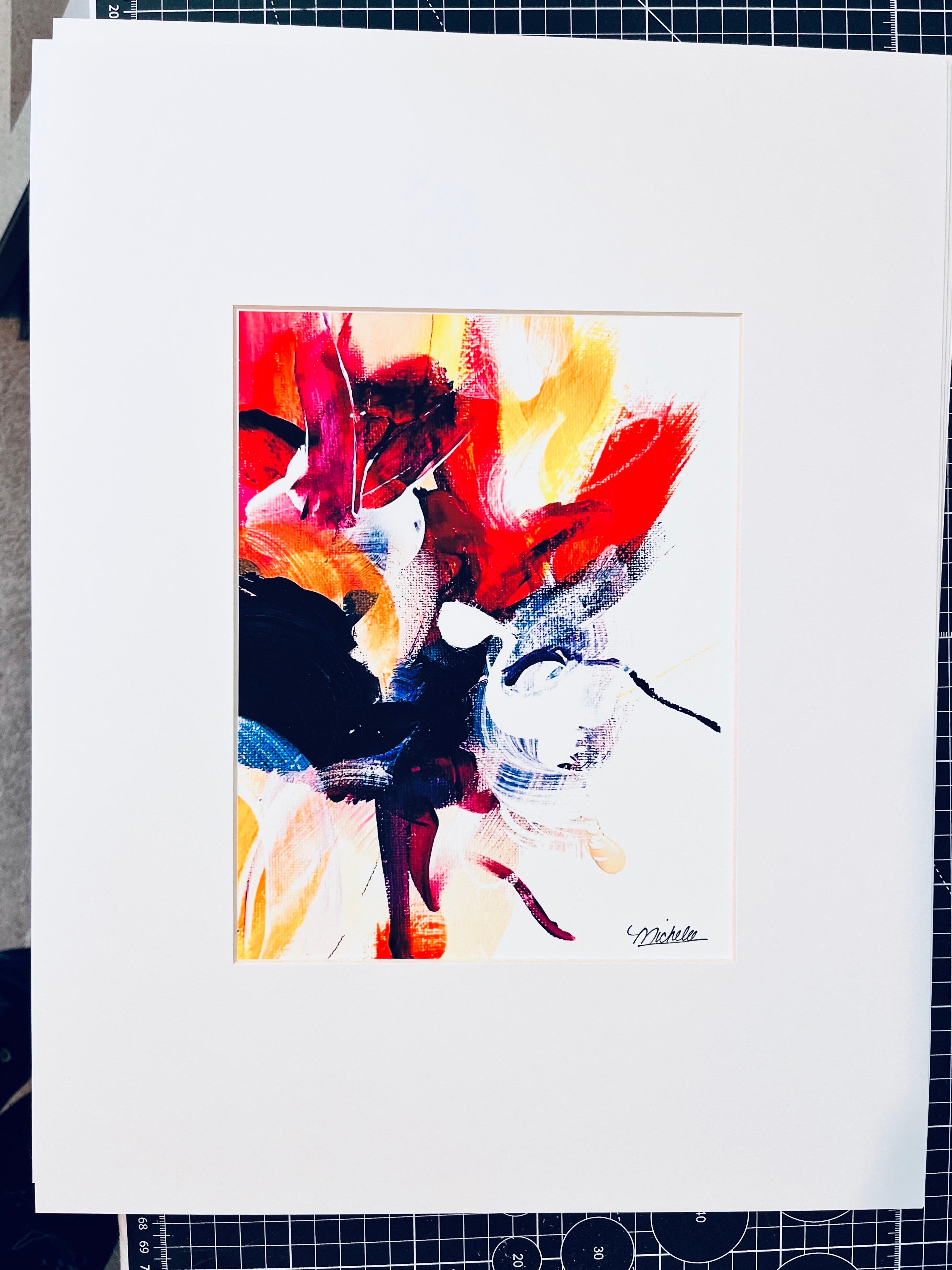 Delight In Bloom II - Giclée su carta straccia,  Firmato, floreale, giallo, viola, fiori - Painting di Michelle Thomas Artist