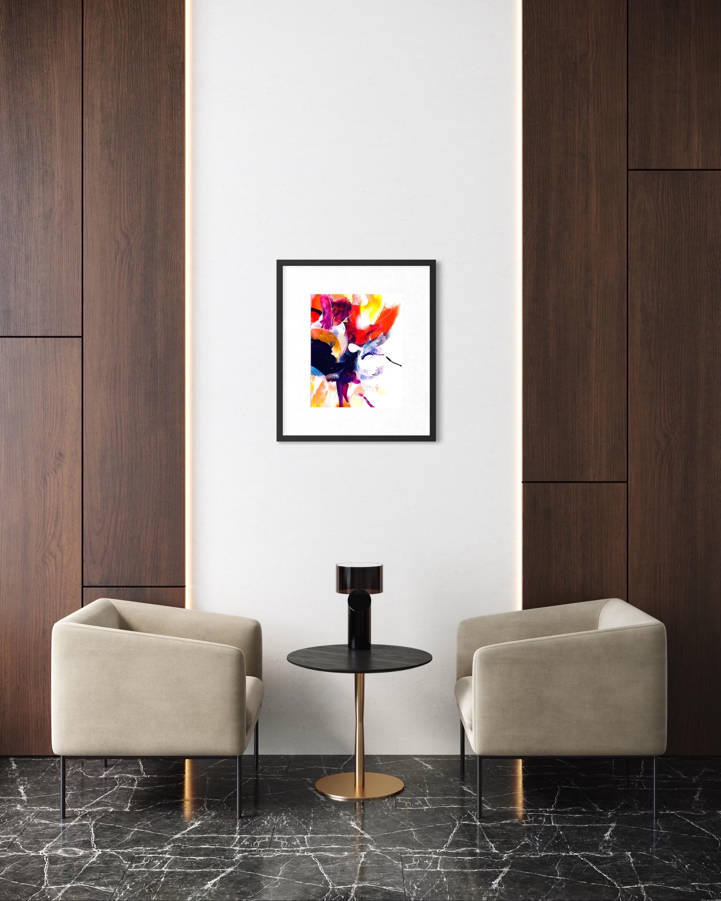 Delight In Bloom II - Giclée su carta straccia,  Firmato, floreale, giallo, viola, fiori in vendita 1