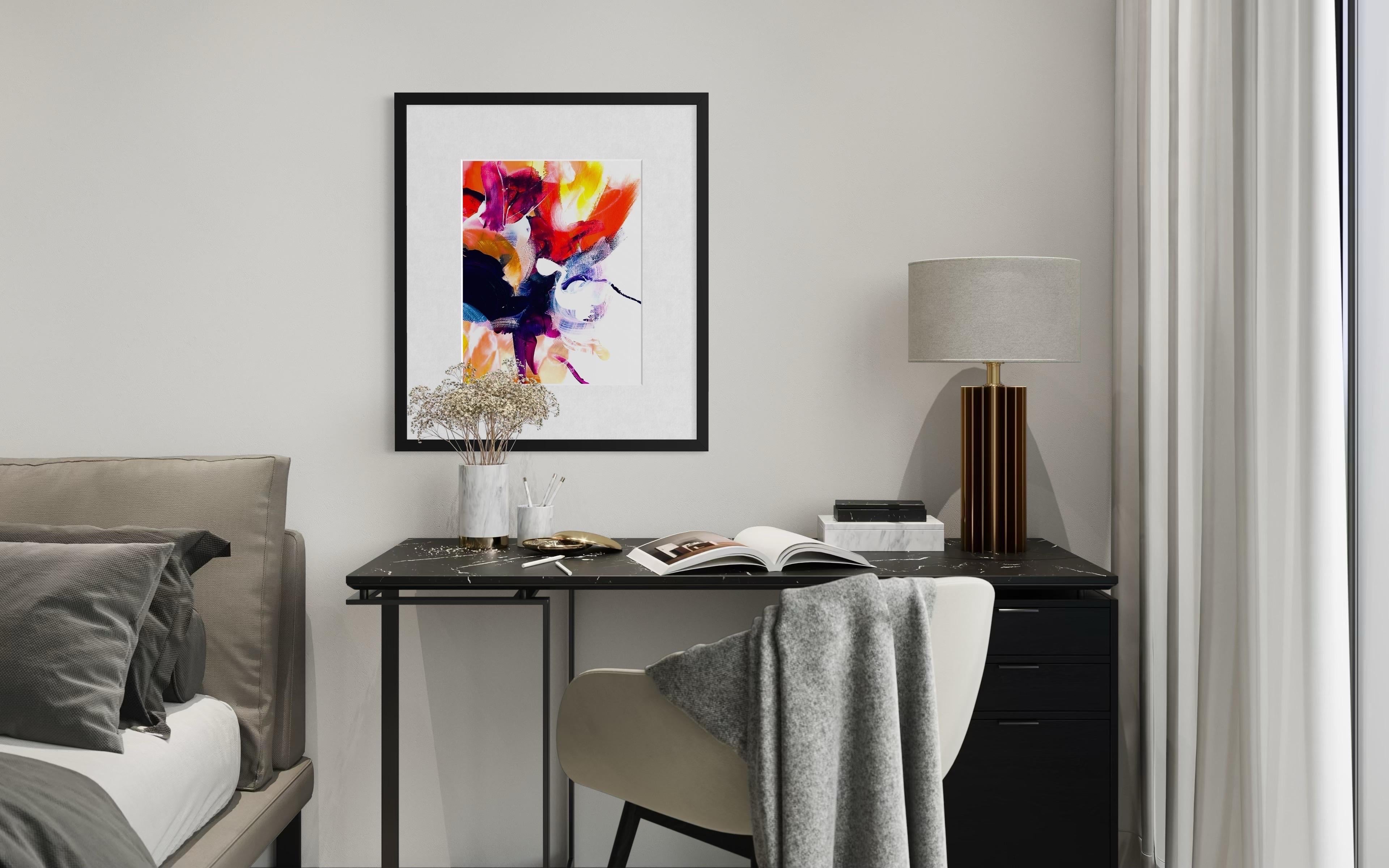 Delight In Bloom II - Giclée su carta straccia,  Firmato, floreale, giallo, viola, fiori in vendita 3